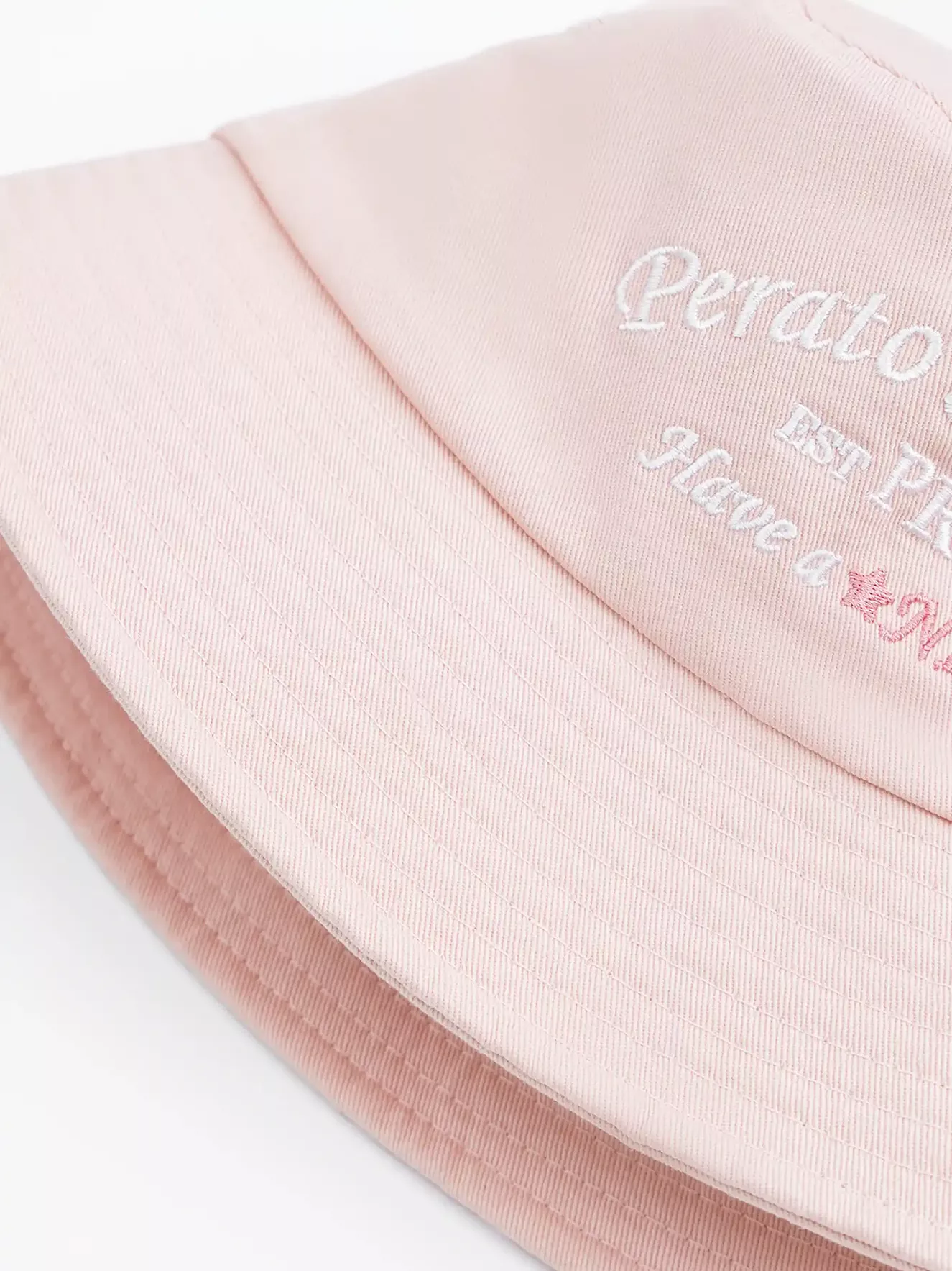 Mũ Bucket Nữ PERATO Thêu Chữ Màu Pastel Thời Trang L0MUS5W007