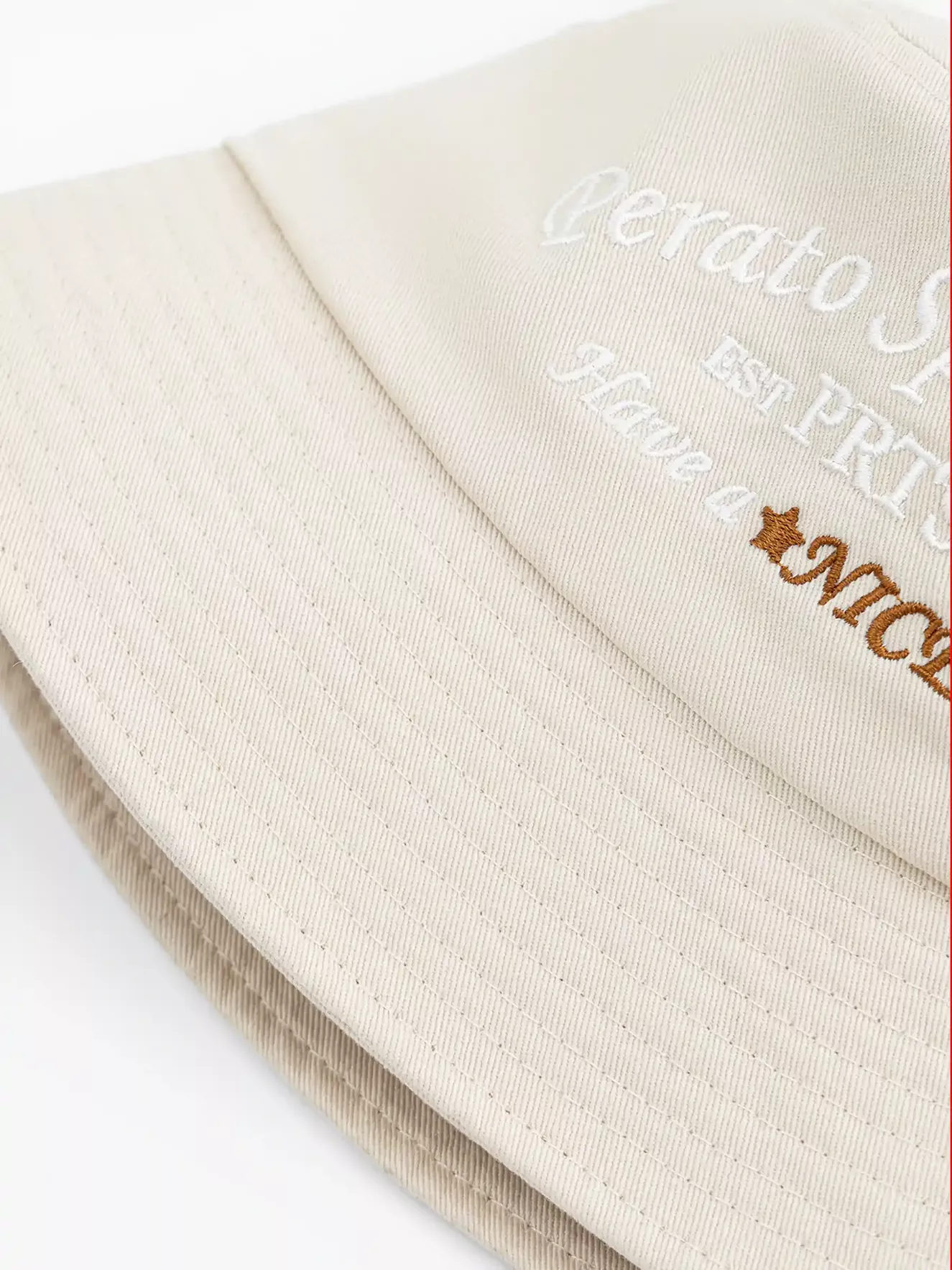 Mũ Bucket Nữ PERATO Thêu Chữ Màu Pastel Thời Trang L0MUS5W007