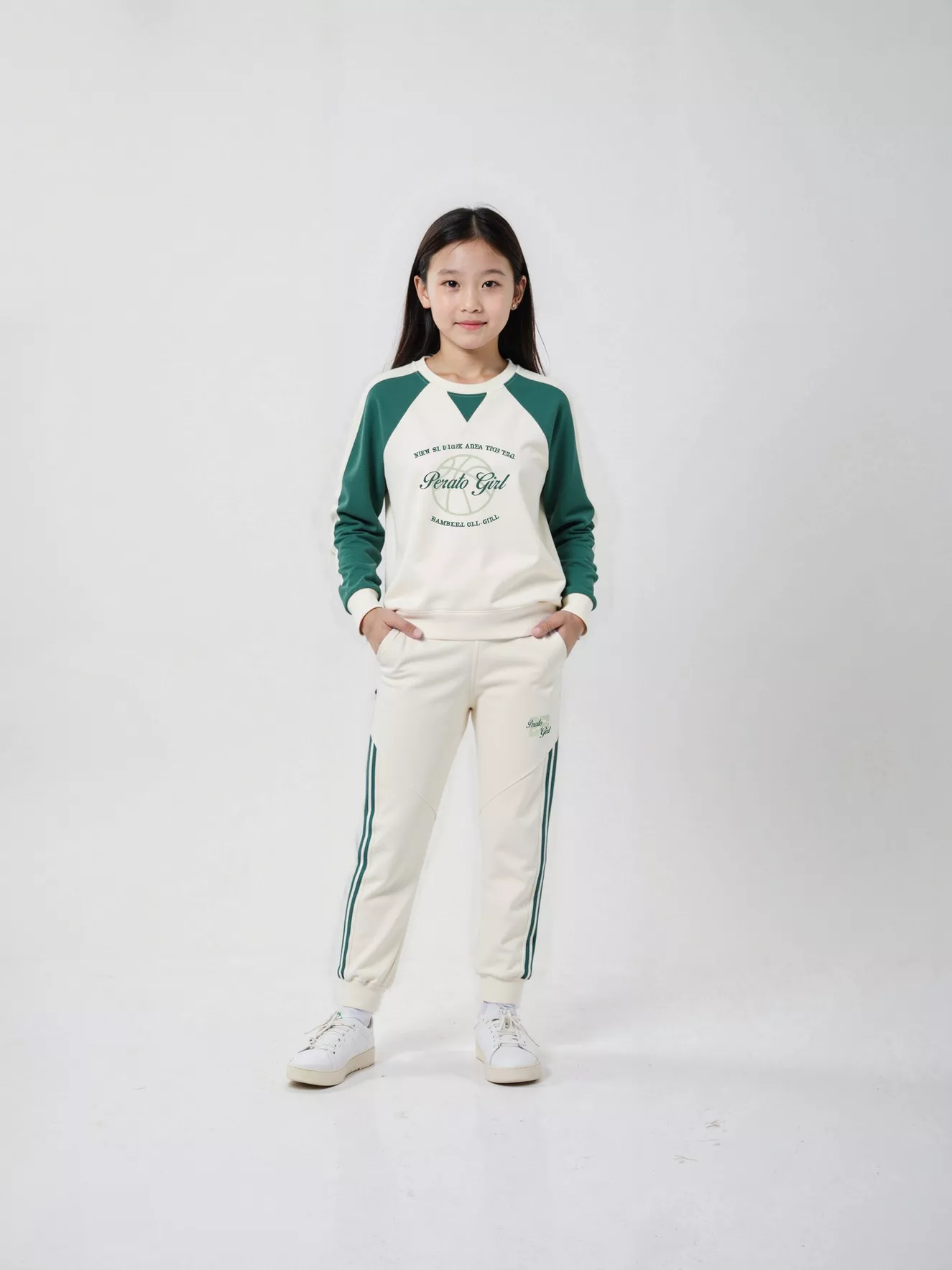 Set Bộ Nỉ Bé Gái PERATO Phong Cách Basketball Phom Regular BBNW5G010