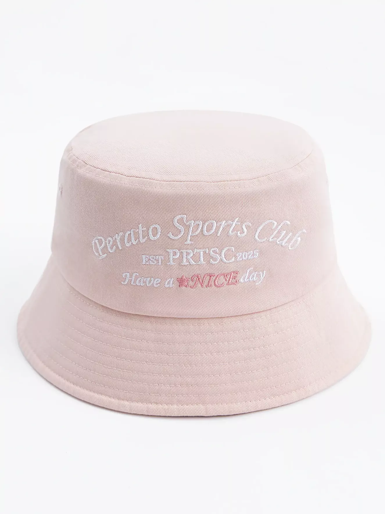 Mũ Bucket Nữ PERATO Thêu Chữ Màu Pastel Thời Trang L0MUS5W007