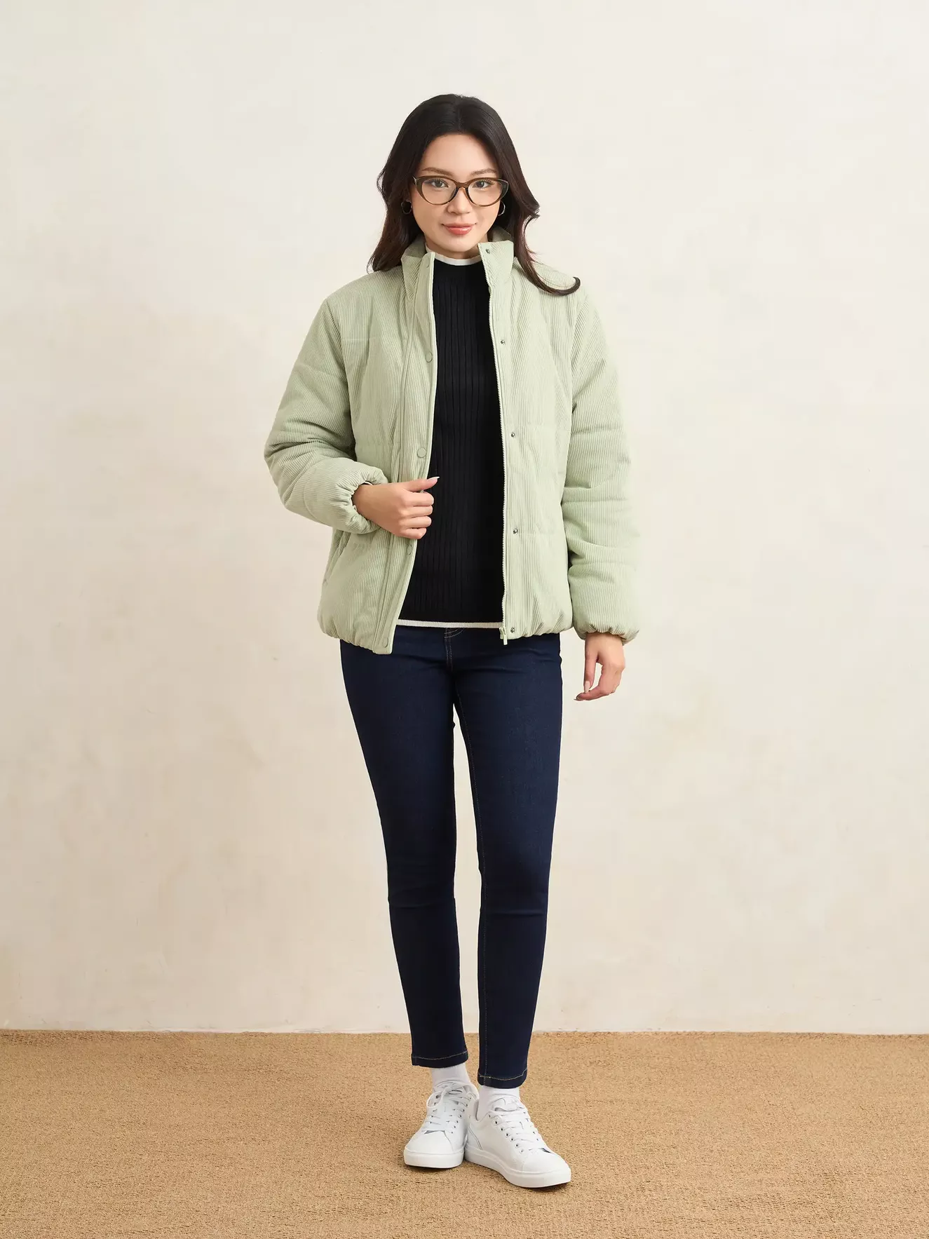 Áo Phao Nữ Cổ Cao 5S Fashion Mặt Nhung Cực Ấm W0APH25002