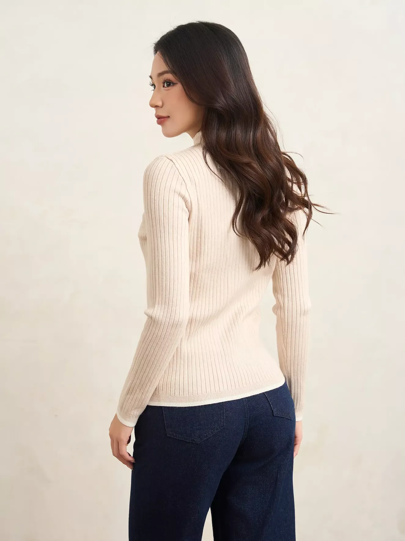 Áo Len Nữ 5S Fashion Cổ Layer Hiệu Ứng Sọc W0ALE25001