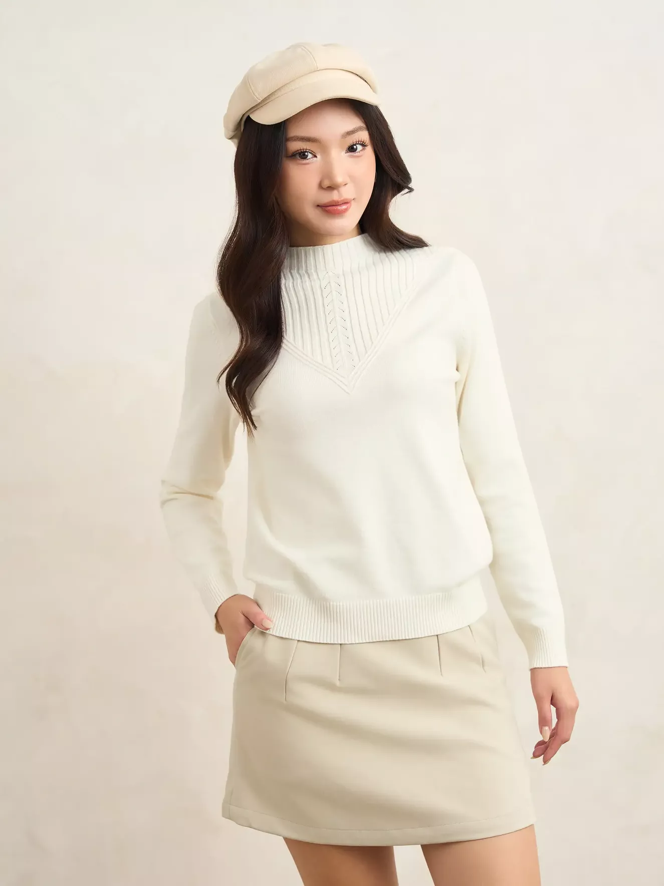 Áo Len Nữ Cổ 5 Phân 5S Fashion Dệt Họa Tiết W0ALE25002