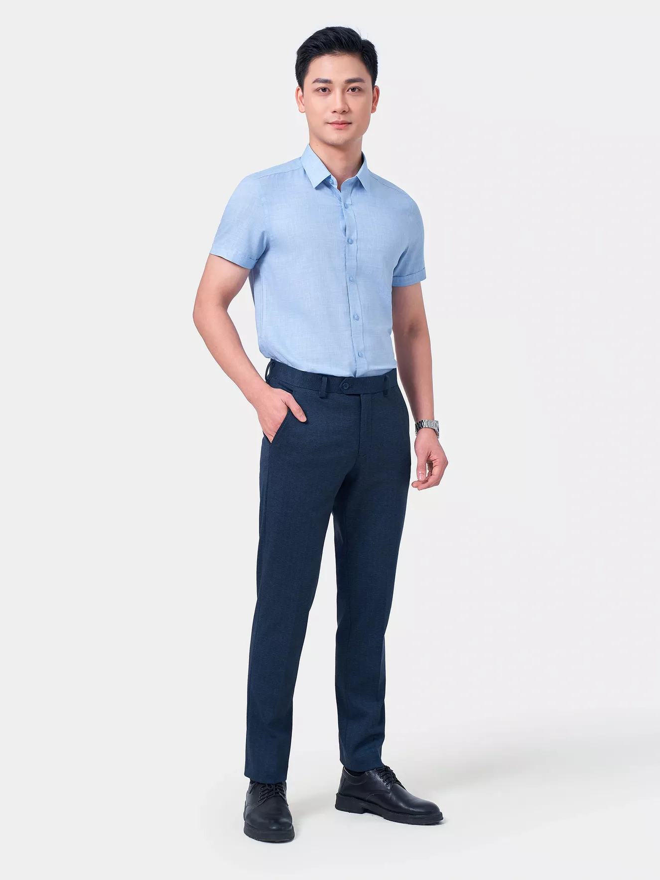 Áo Sơ Mi Ngắn Tay 5S Fashion Hiệu Ứng Màu Melange ASC24076