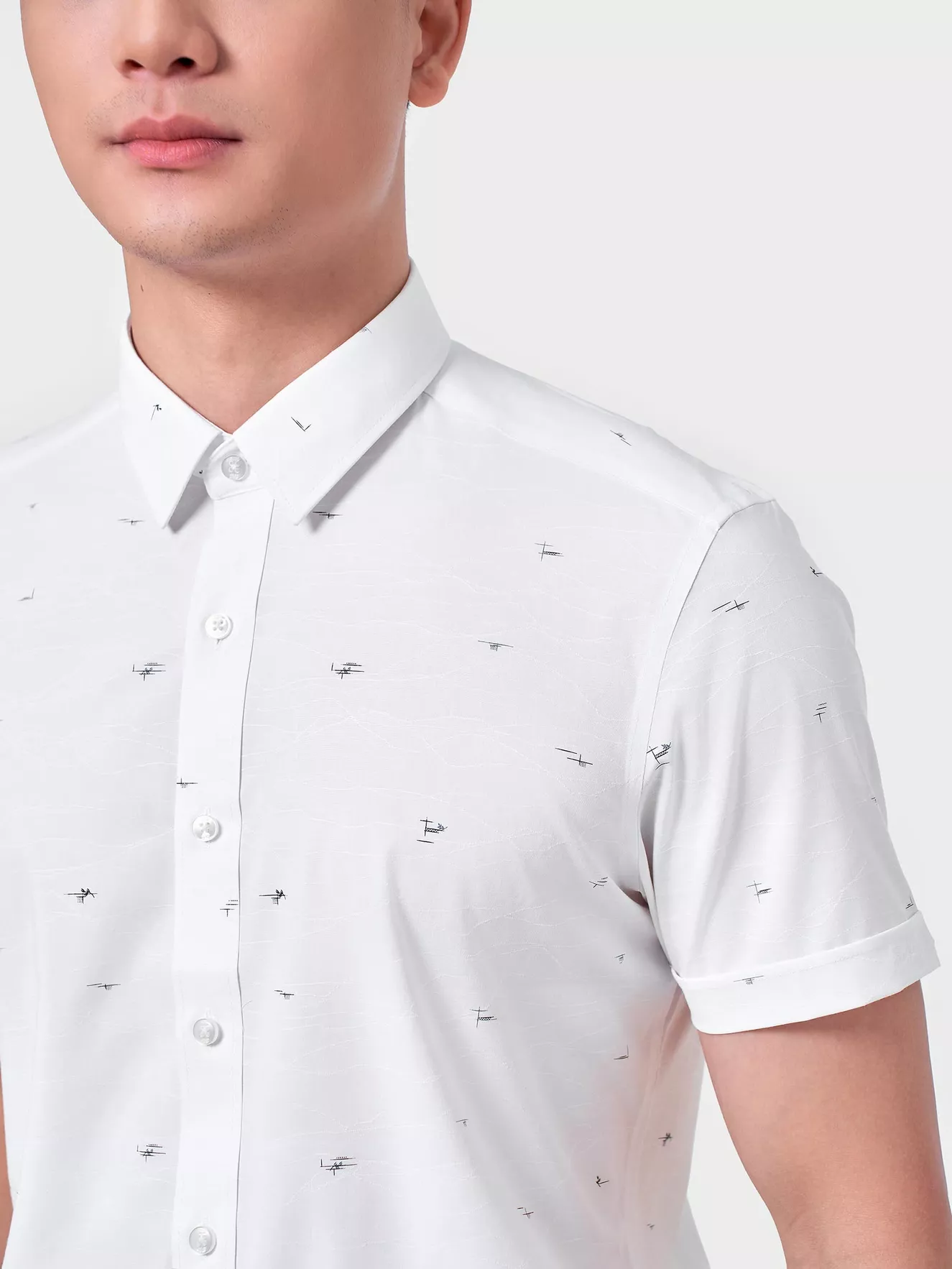 Áo Sơ Mi Nam Ngắn Tay 5S Fashion Họa Tiết ASC24070