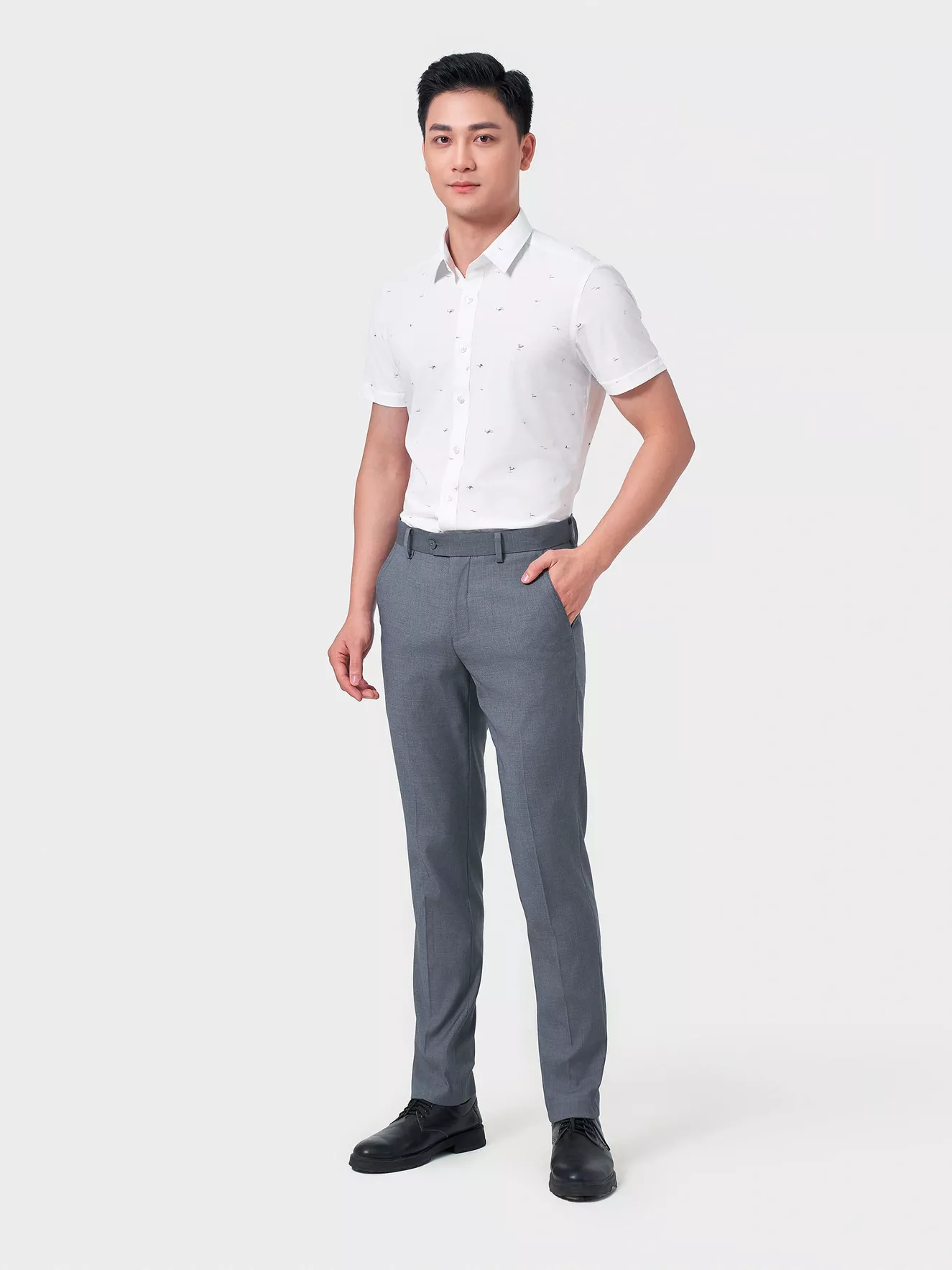 Áo Sơ Mi Nam Ngắn Tay 5S Fashion Họa Tiết ASC24070