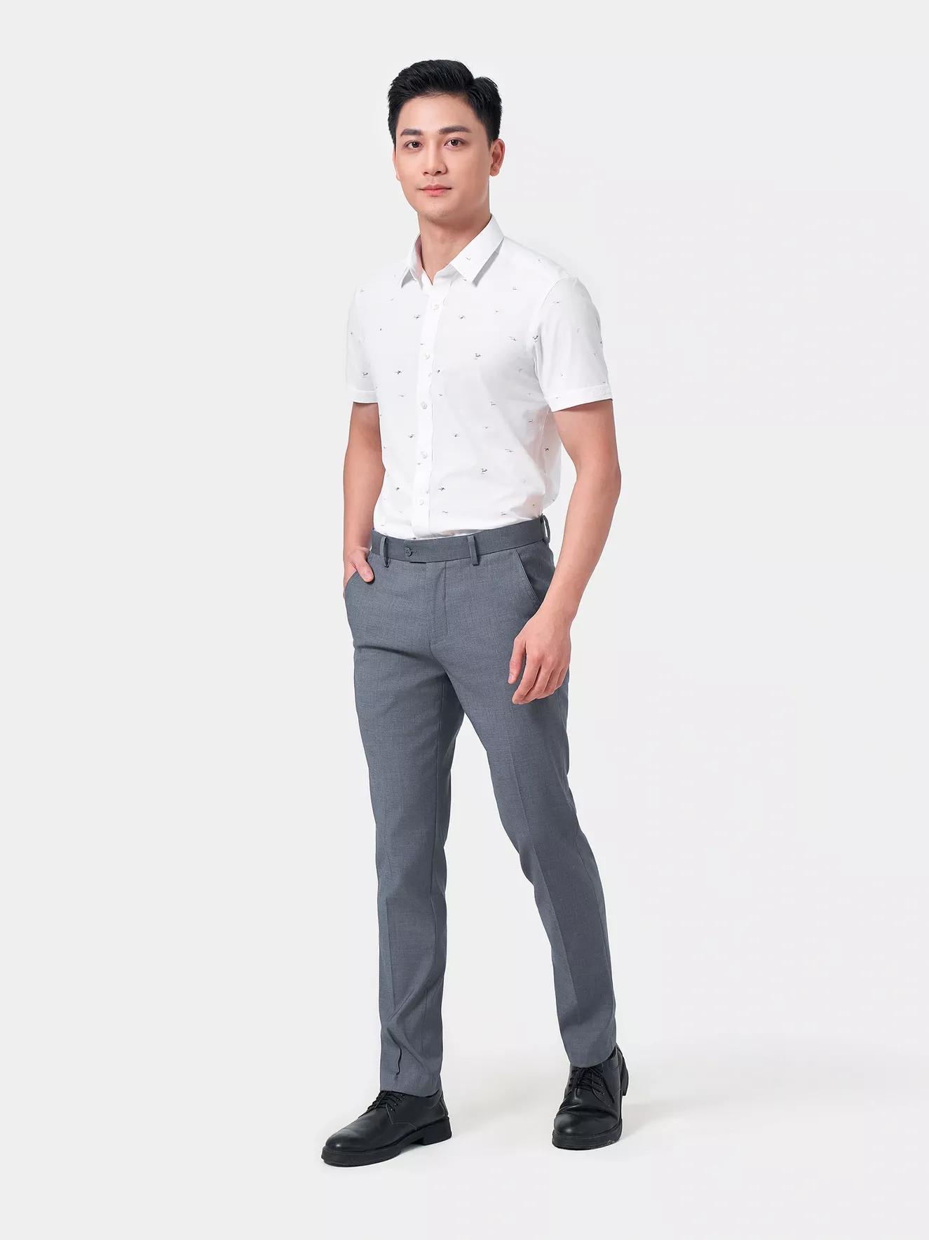 Áo Sơ Mi Nam Ngắn Tay 5S Fashion Họa Tiết ASC24070