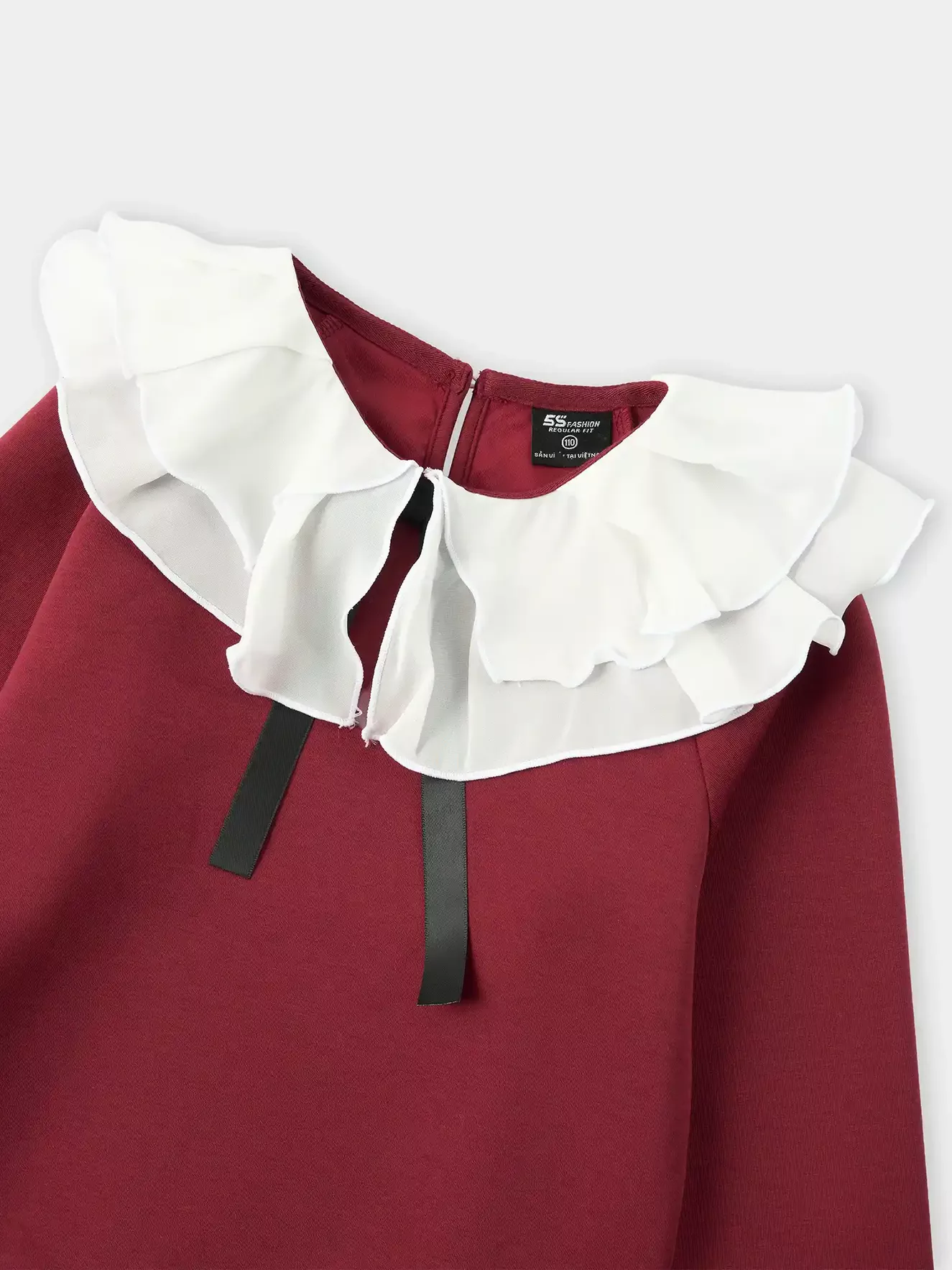 Áo Nỉ Bé Gái 5S Fashion Cổ Bèo Phối Nơ GBANI25005