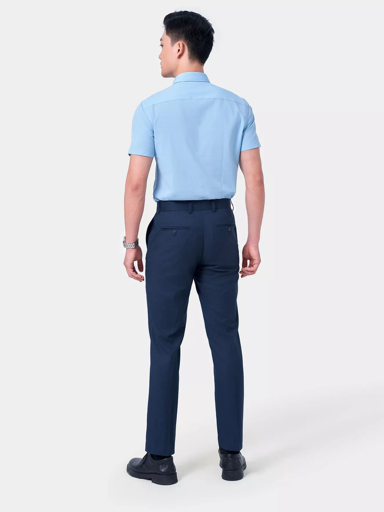 Áo Sơ Mi Nam Ngắn Tay 5S Fashion Xanh Aqua ASC24068