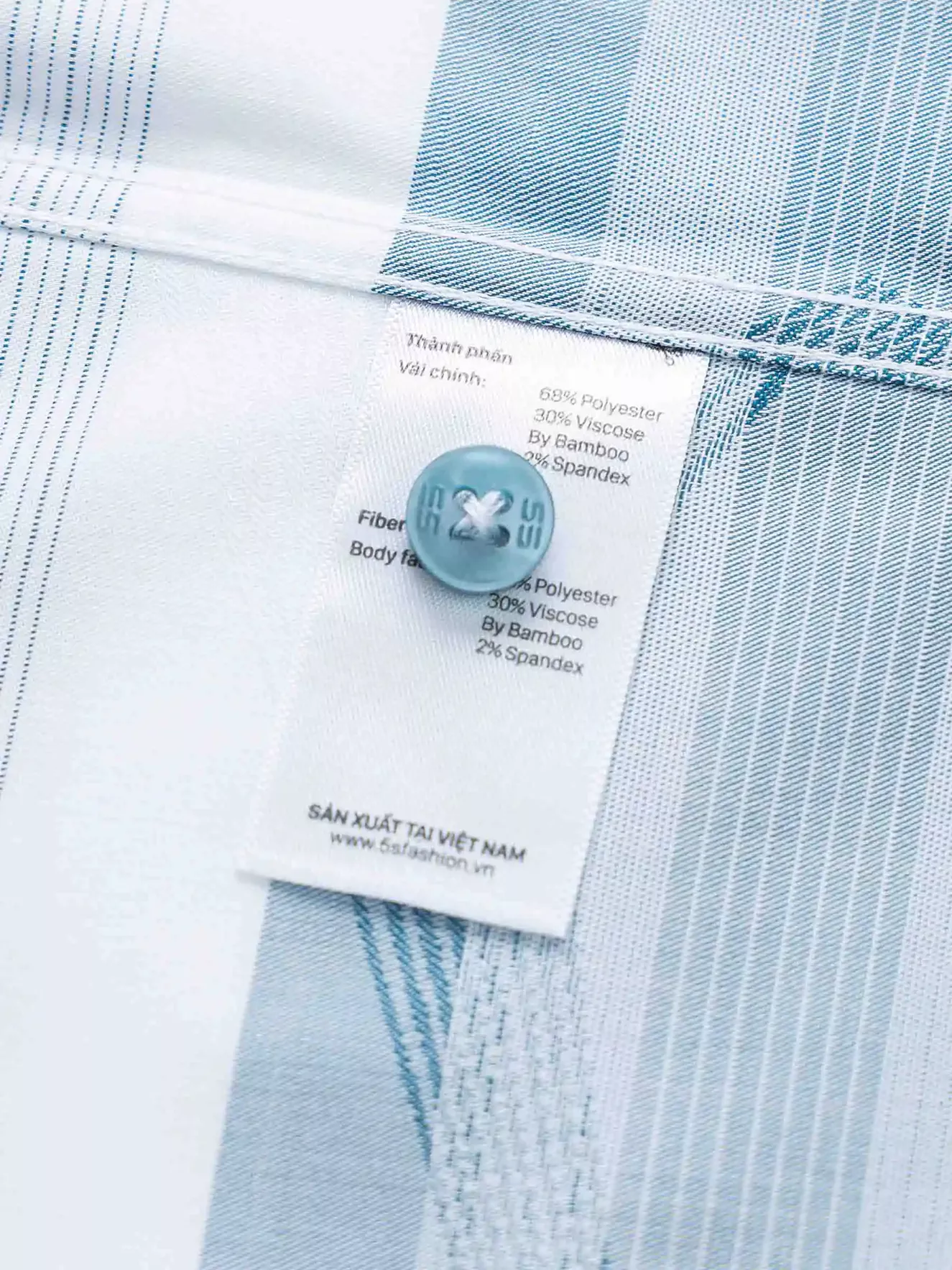 Áo Sơ Mi Nam Ngắn Tay 5S Fashion Xanh Cổ Vịt Kẻ ASC24069