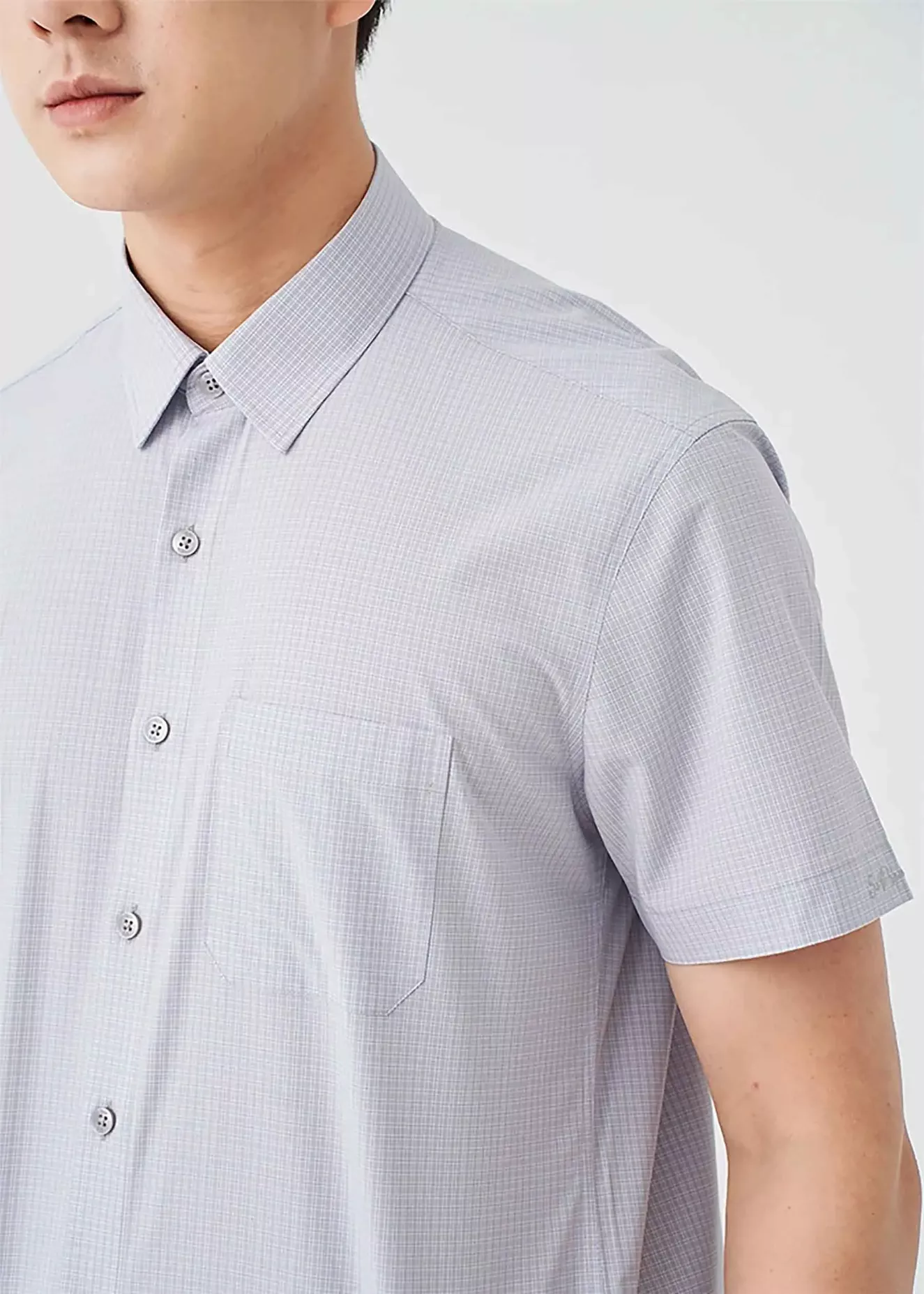 Áo Sơ Mi Nam Ngắn Tay 5S Fashion Ghi Kẻ Có Túi ASC24030