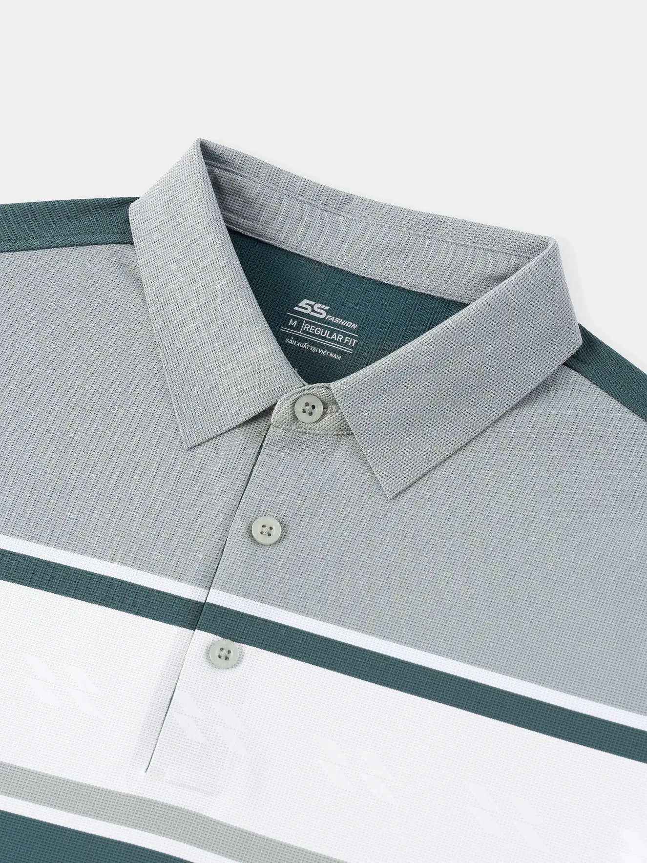 Áo Polo Nam 5S Fashion Can Phối Kẻ Ngang Phom Regular M0APC26089