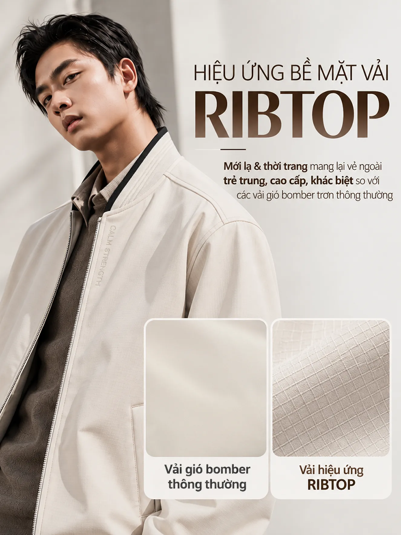 Áo Khoác Bomber Nam 5S FASHION Daily Jacket Vải Hiệu Ứng M0AKB26005