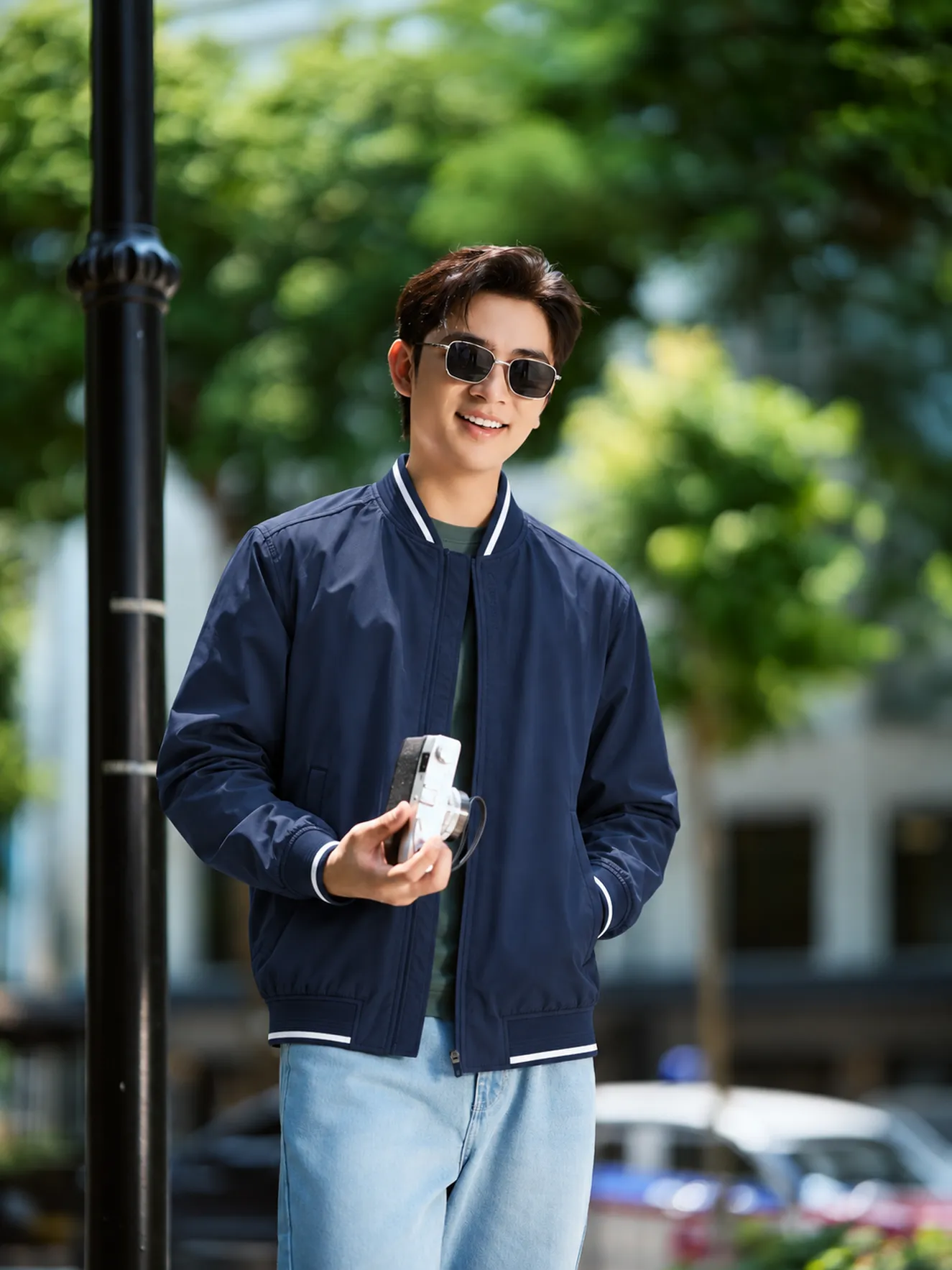 Áo Khoác Bomber Nam 5S FASHION Daily Jacket Vải Hiệu Ứng M0AKB26005