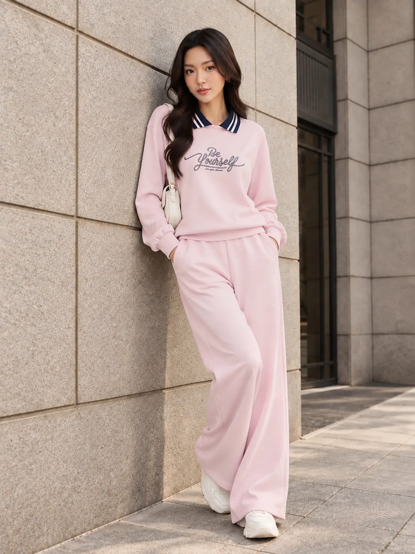 Bộ Nỉ Nữ Dài Tay 5S FASHION COZY CHIC S-SOFT Cổ Polo WBNI26017