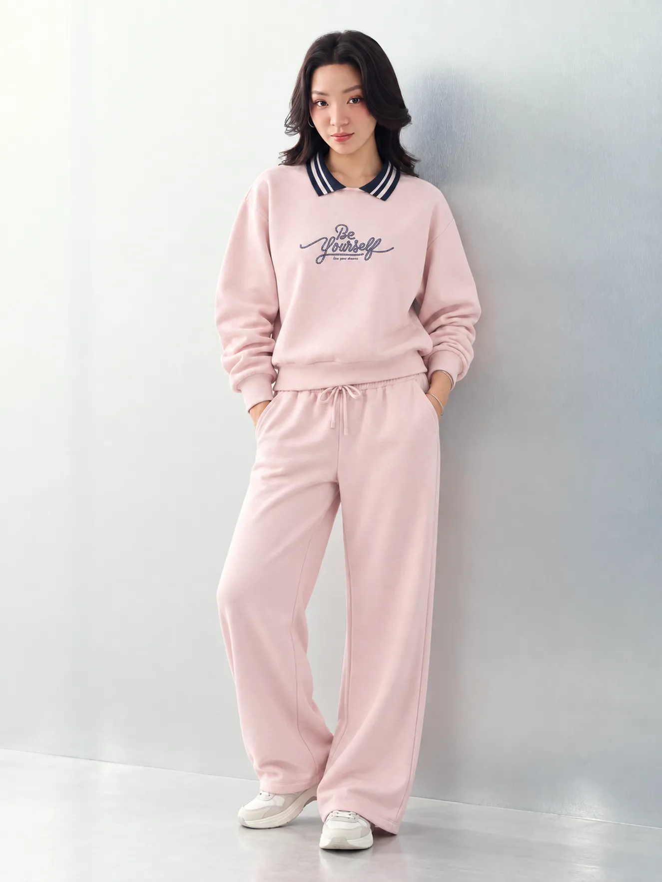 Bộ Nỉ Nữ Dài Tay 5S FASHION COZY CHIC S-SOFT Cổ Polo WBNI26017