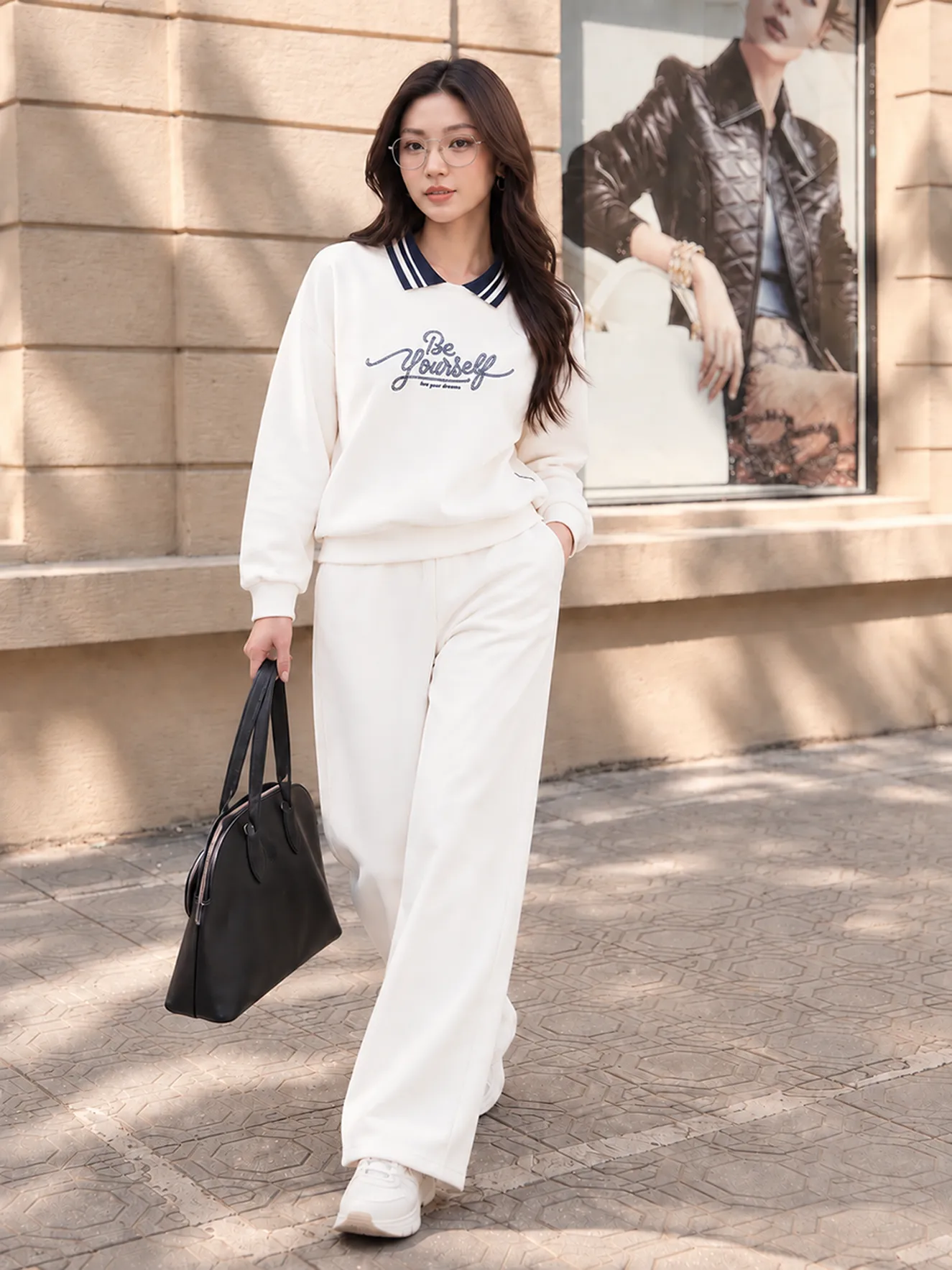 Bộ Nỉ Nữ Dài Tay 5S FASHION COZY CHIC S-SOFT Cổ Polo WBNI26017