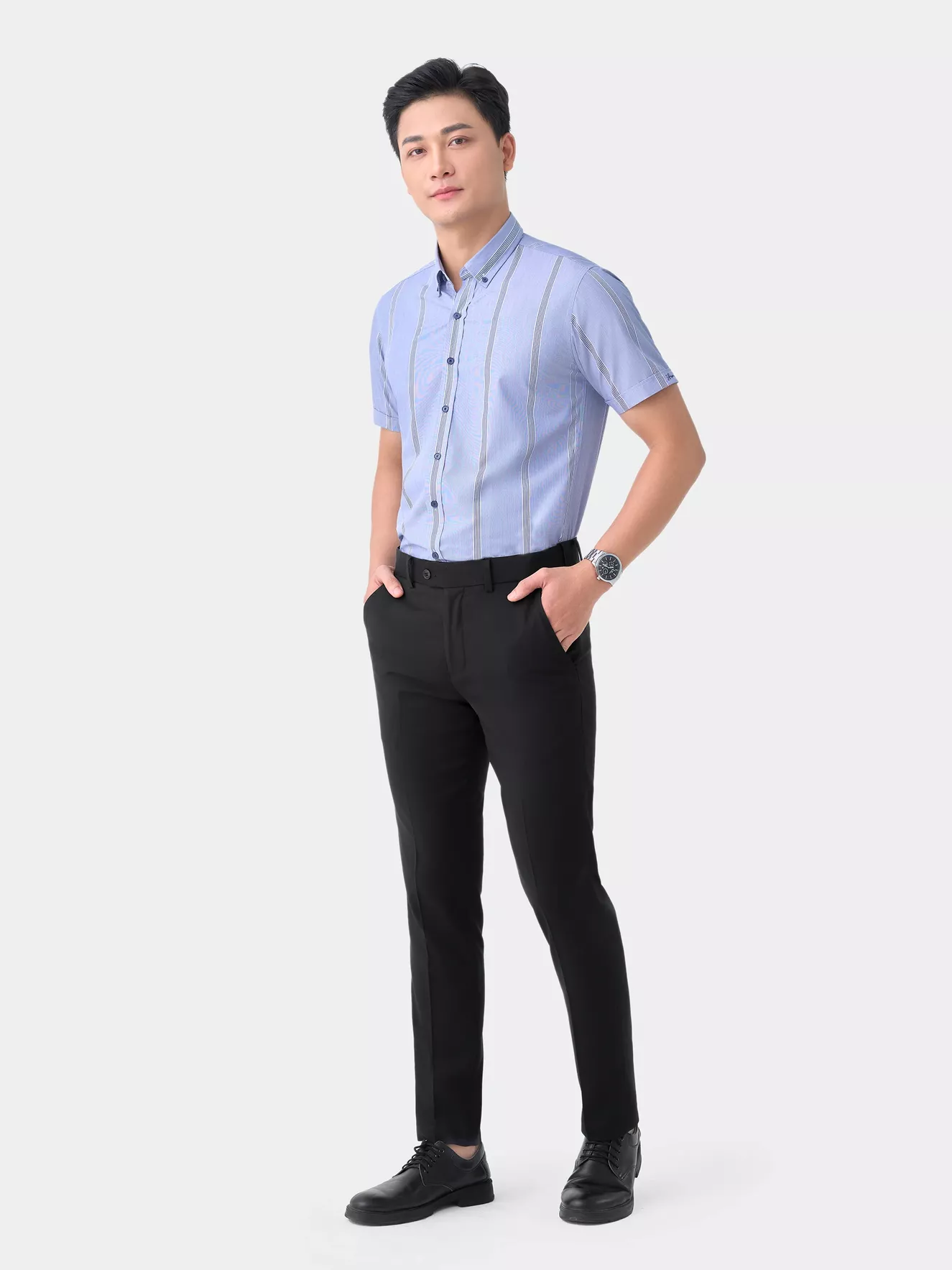 Quần Tây Nam 5S Fashion Cạp Tăng Đơ Slimfit QAU23017