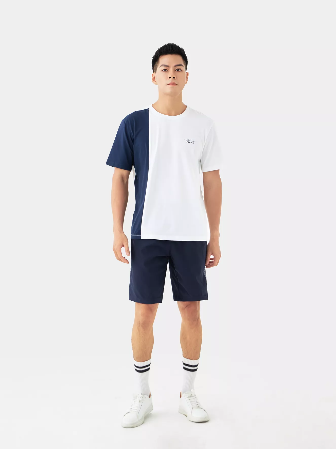 Áo Thun Nam Ngắn Tay 5S Fashion Can Phối Casual ATS24016