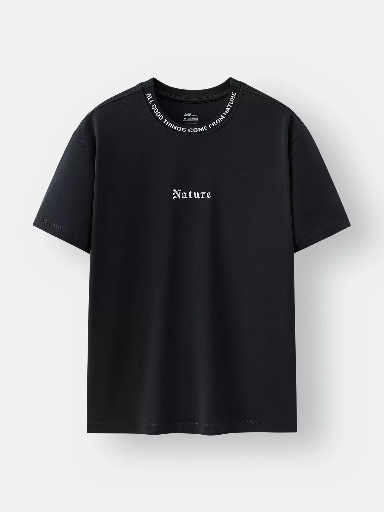 Áo Thun Nam Ngắn Tay 5S Fashion Cotton Thêu Chữ ATS25044