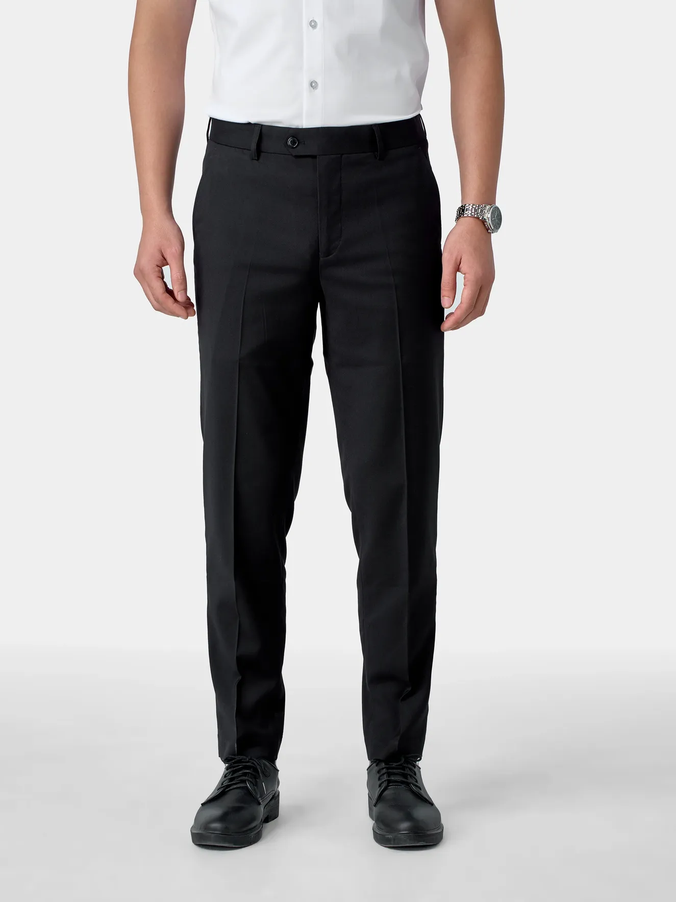 Quần Tây Nam 5S Fashion Trơn Màu Đen Slimfit QAU24163