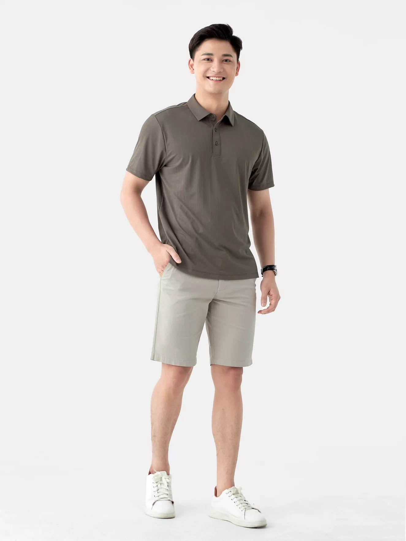 Áo Polo Nam 5S Fashion Dệt Họa Tiết Classic APC24053