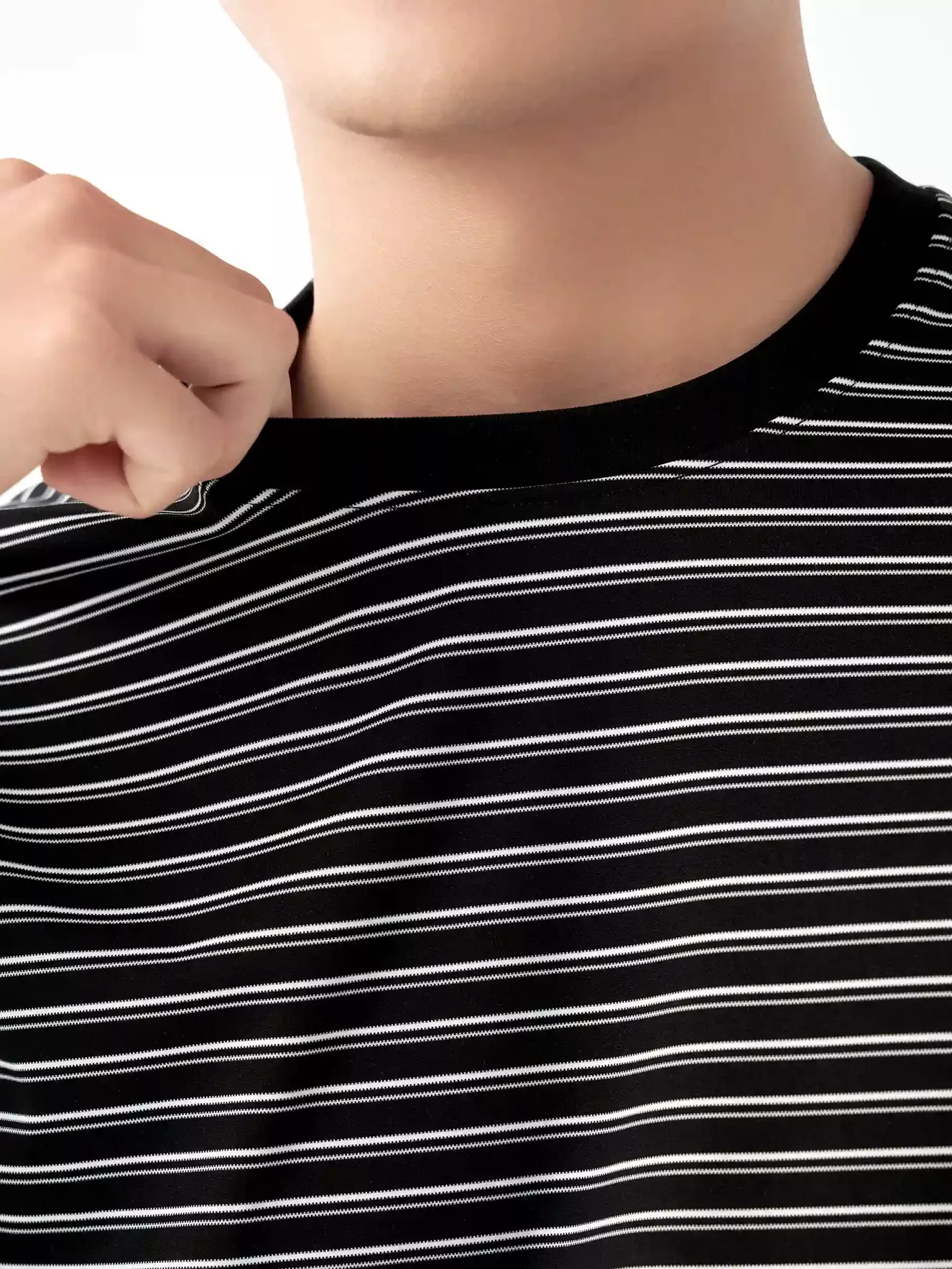 Áo Thun Nam Ngắn Tay 5S Fashion Dệt Kẻ Casual Fit ATS24001