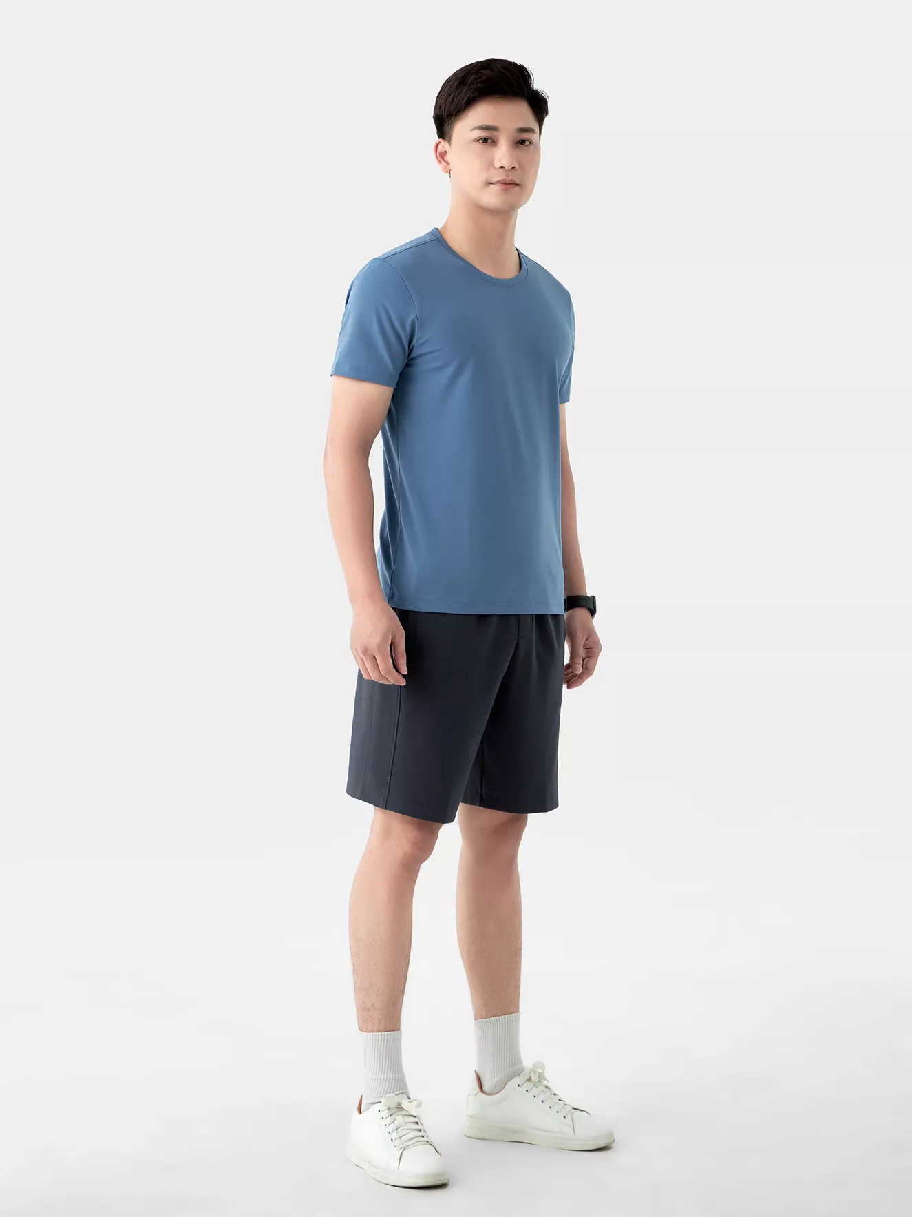Áo Thun Nam Ngắn Tay 5S Fashion Trơn Basic Slimfit ATS24057