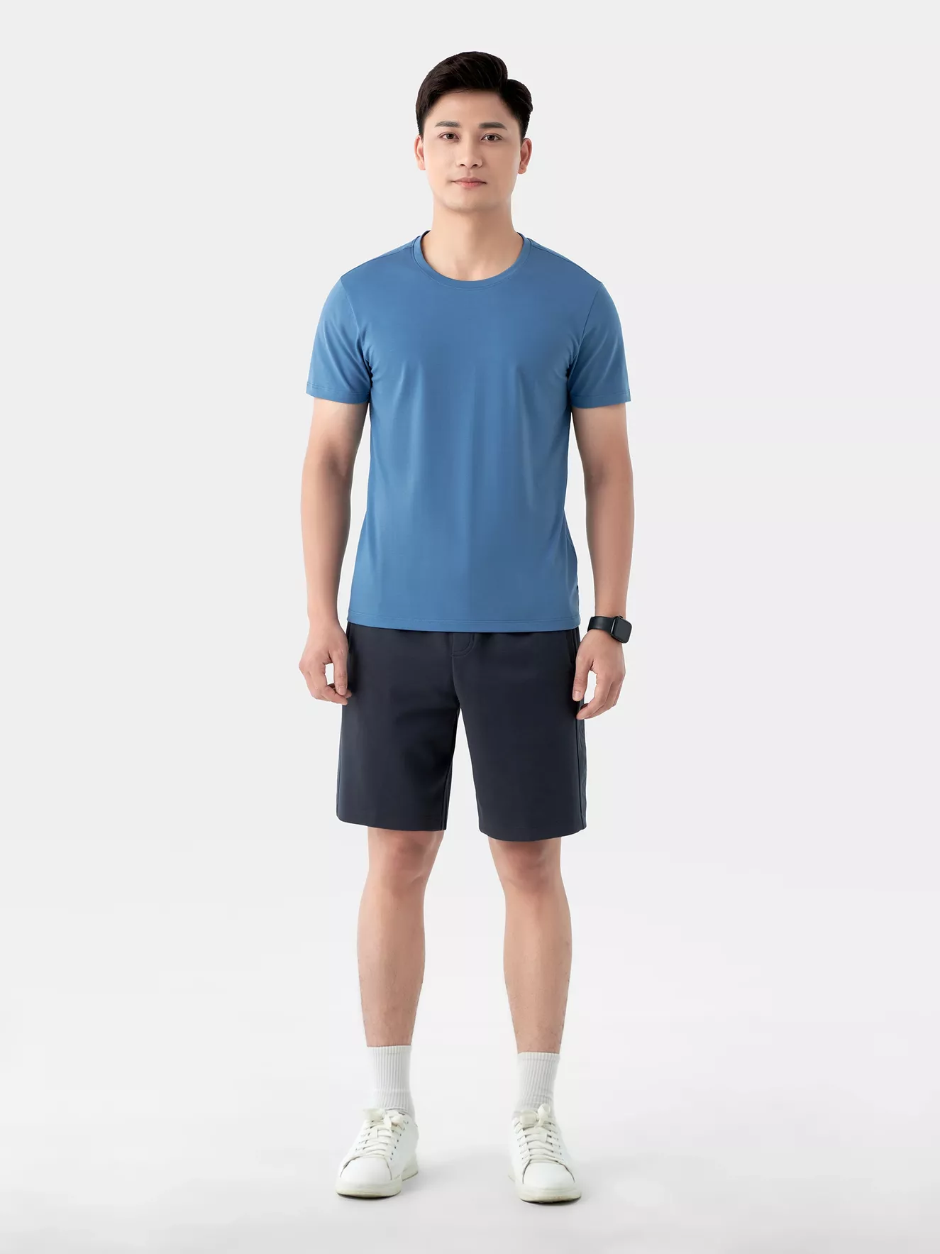 Áo Thun Nam Ngắn Tay 5S Fashion Trơn Basic Slimfit ATS24057