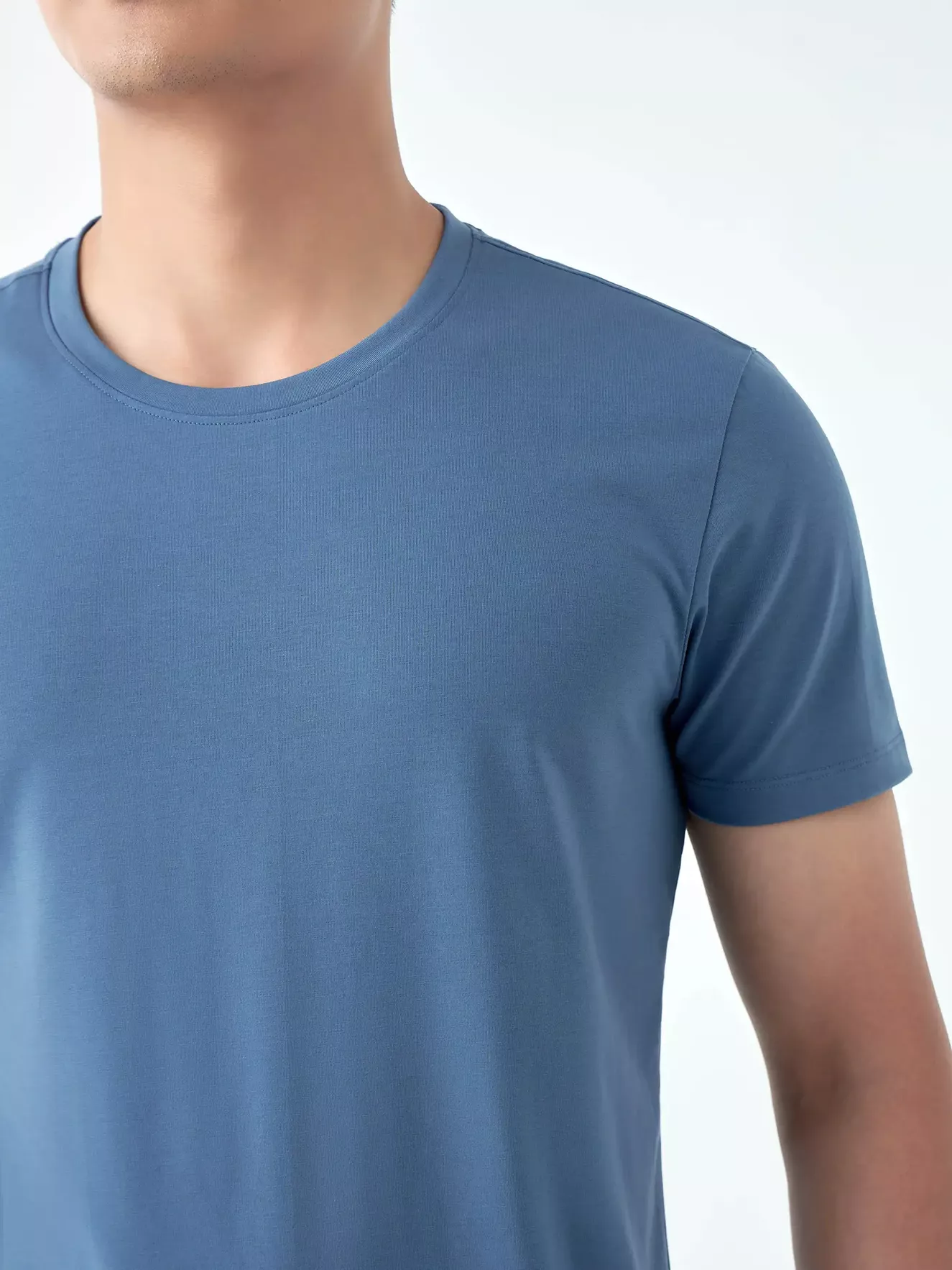 Áo Thun Nam Ngắn Tay 5S Fashion Trơn Basic Slimfit ATS24057