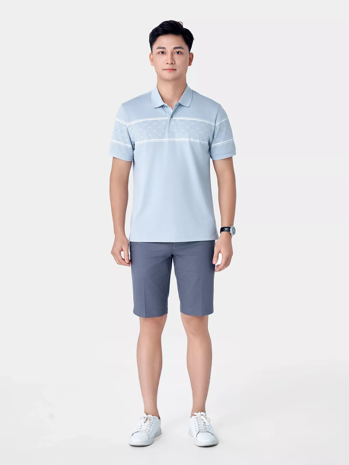 Áo Polo Nam 5S Fashion Họa Tiết Monogram Casual APC24027