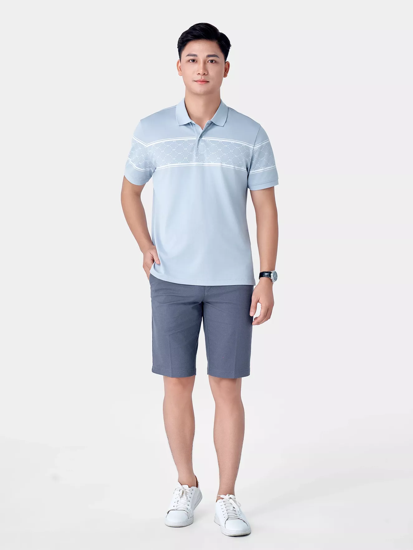 Áo Polo Nam 5S Fashion Họa Tiết Monogram Casual APC24027