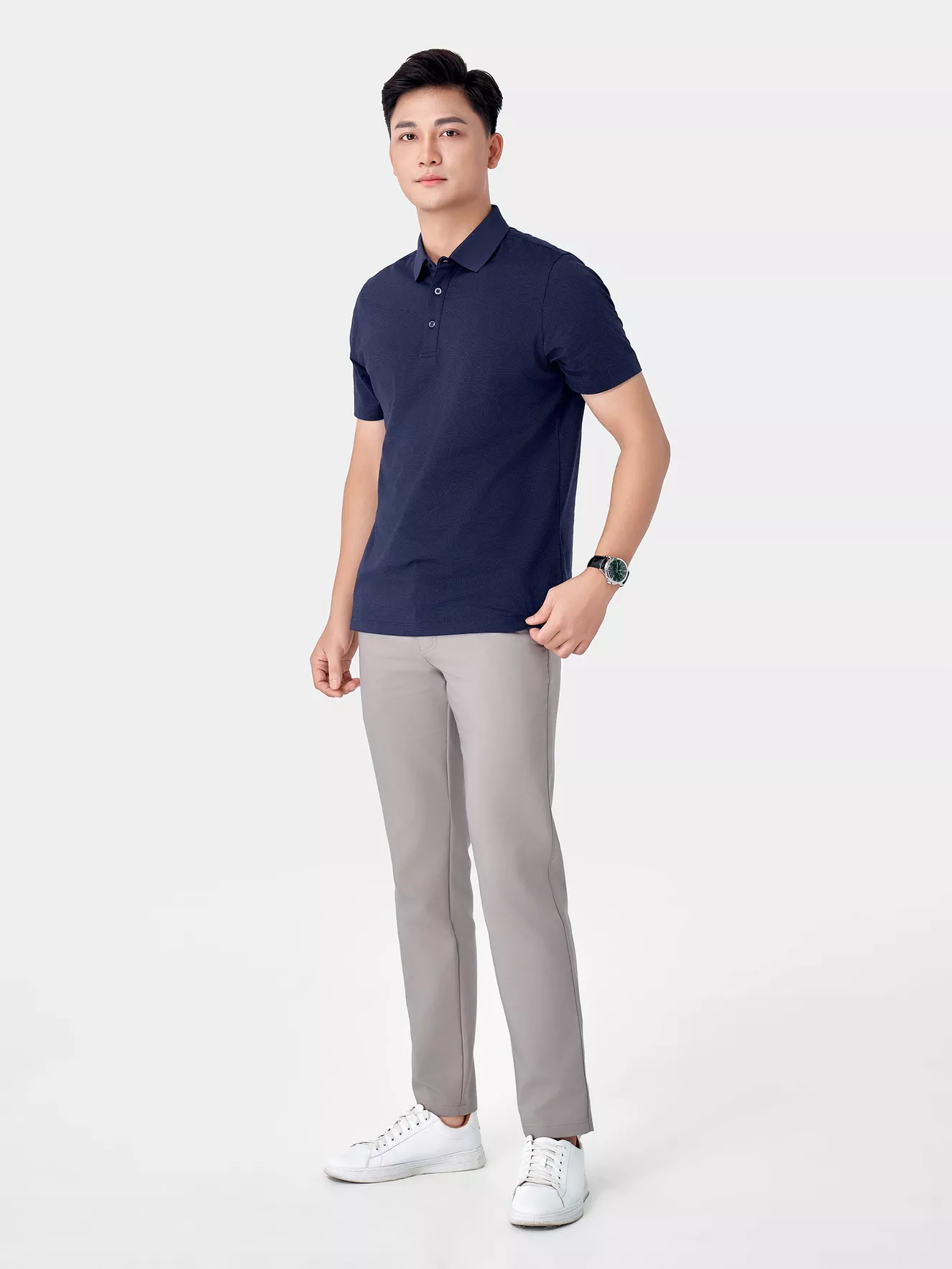 Áo Polo Nam 5S Fashion Dệt Họa Tiết Phom Casual APC24048