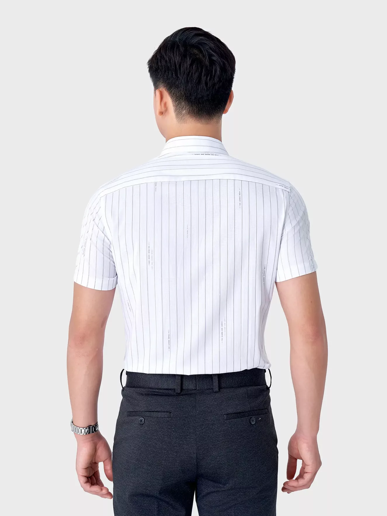 Áo Sơ Mi Nam Ngắn Tay 5S Fashion Trắng Kẻ Dọc ASC24020