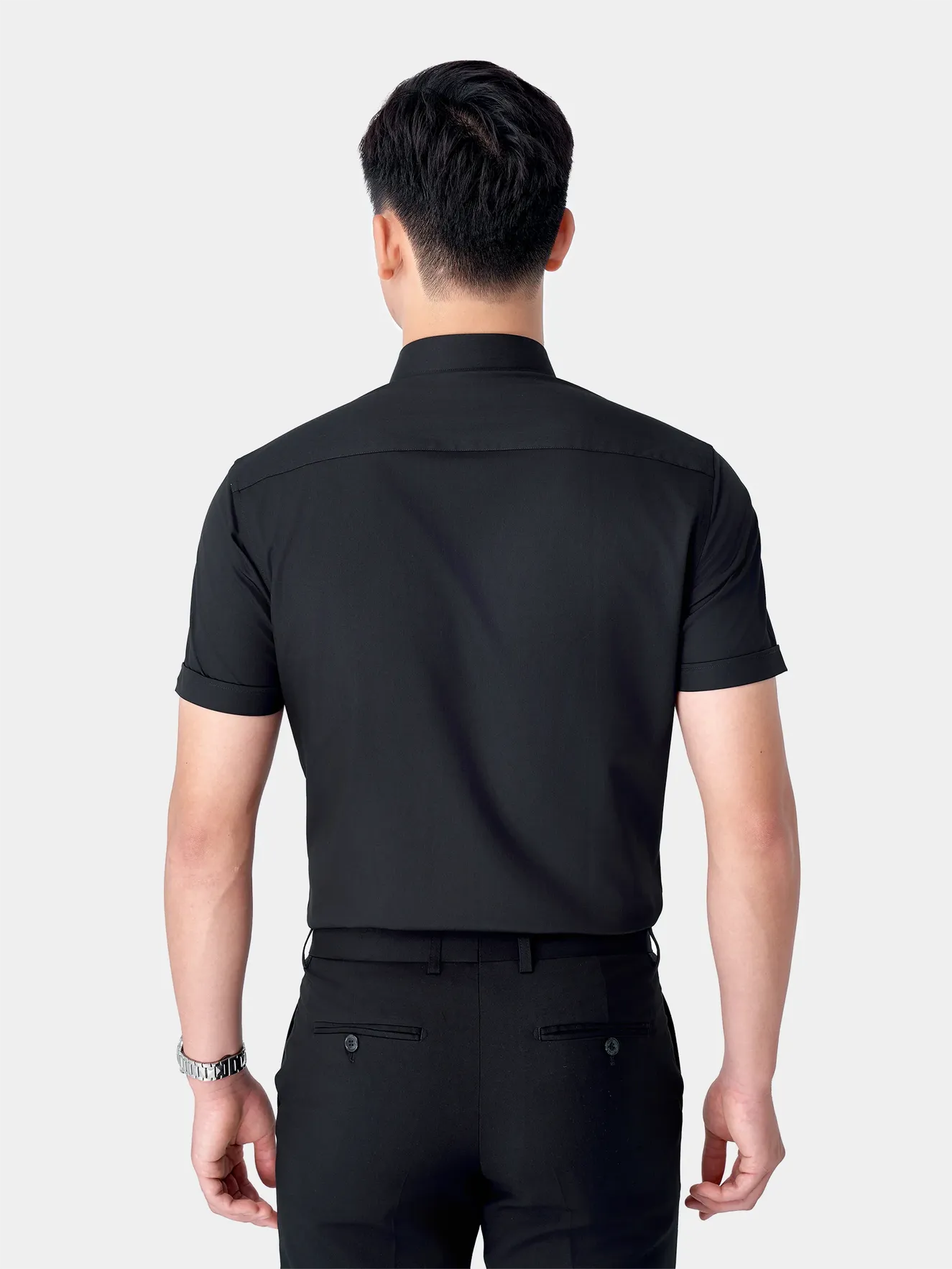 Áo Sơ Mi Nam Ngắn Tay 5S Fashion Màu Đen ASC24006