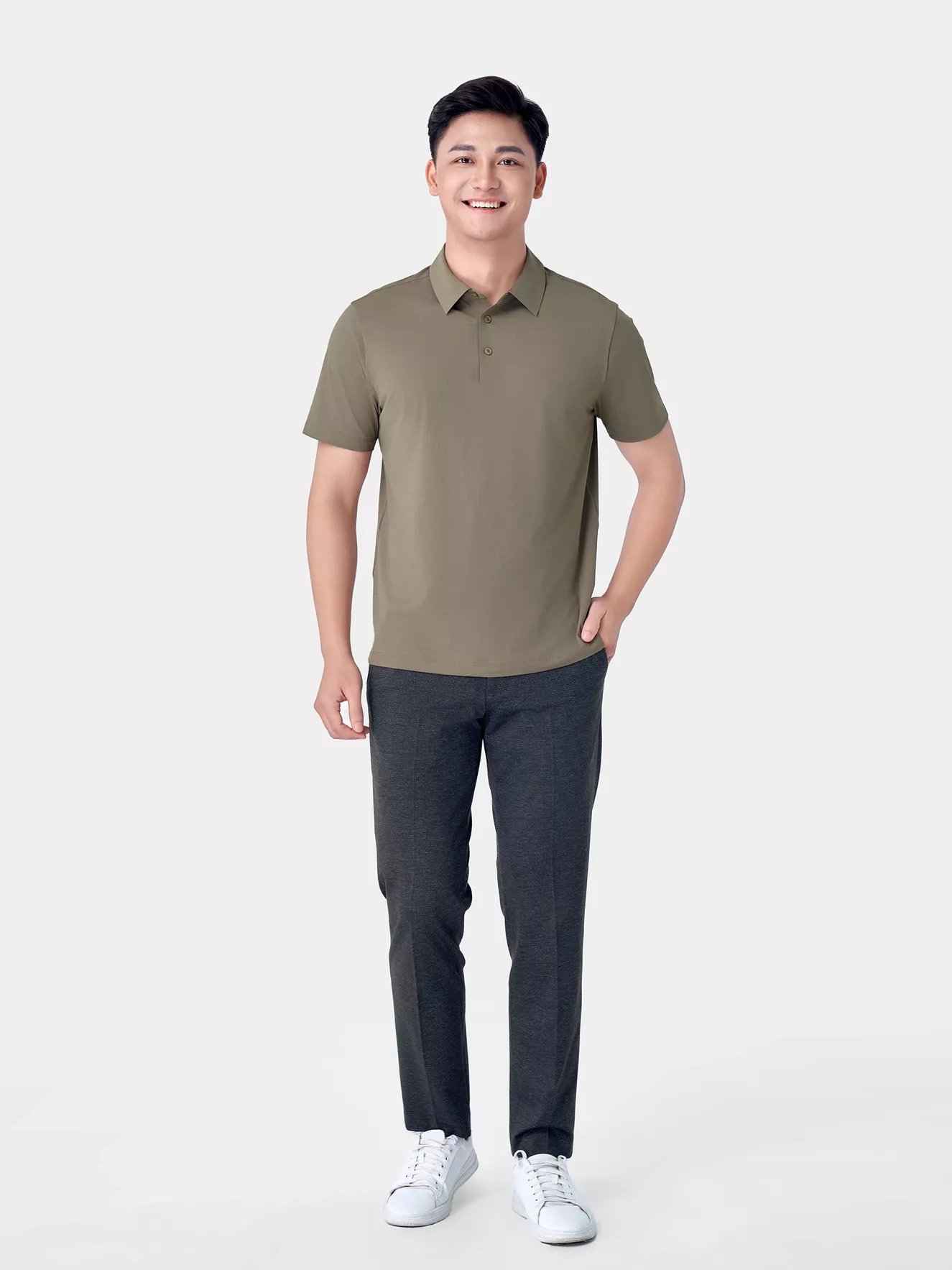 Áo Polo Nam Sport 5S Fashion Phom Classic Dệt Kẻ Ô APC24063