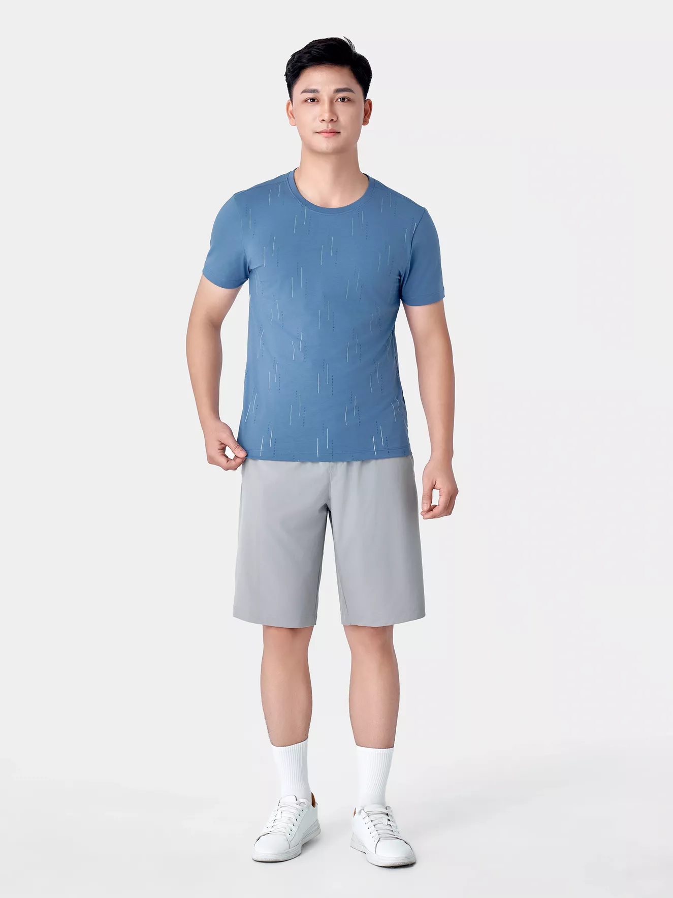 Áo Thun Nam Ngắn Tay 5S Fashion In Họa Tiết Slimfit ATS24158