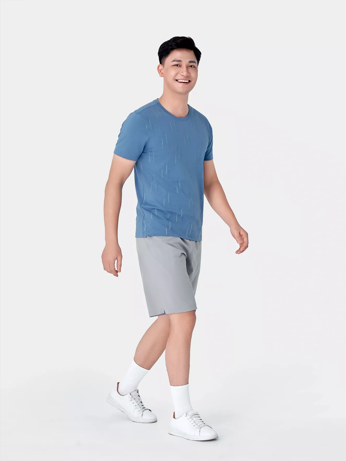 Áo Thun Nam Ngắn Tay 5S Fashion In Họa Tiết Slimfit ATS24158