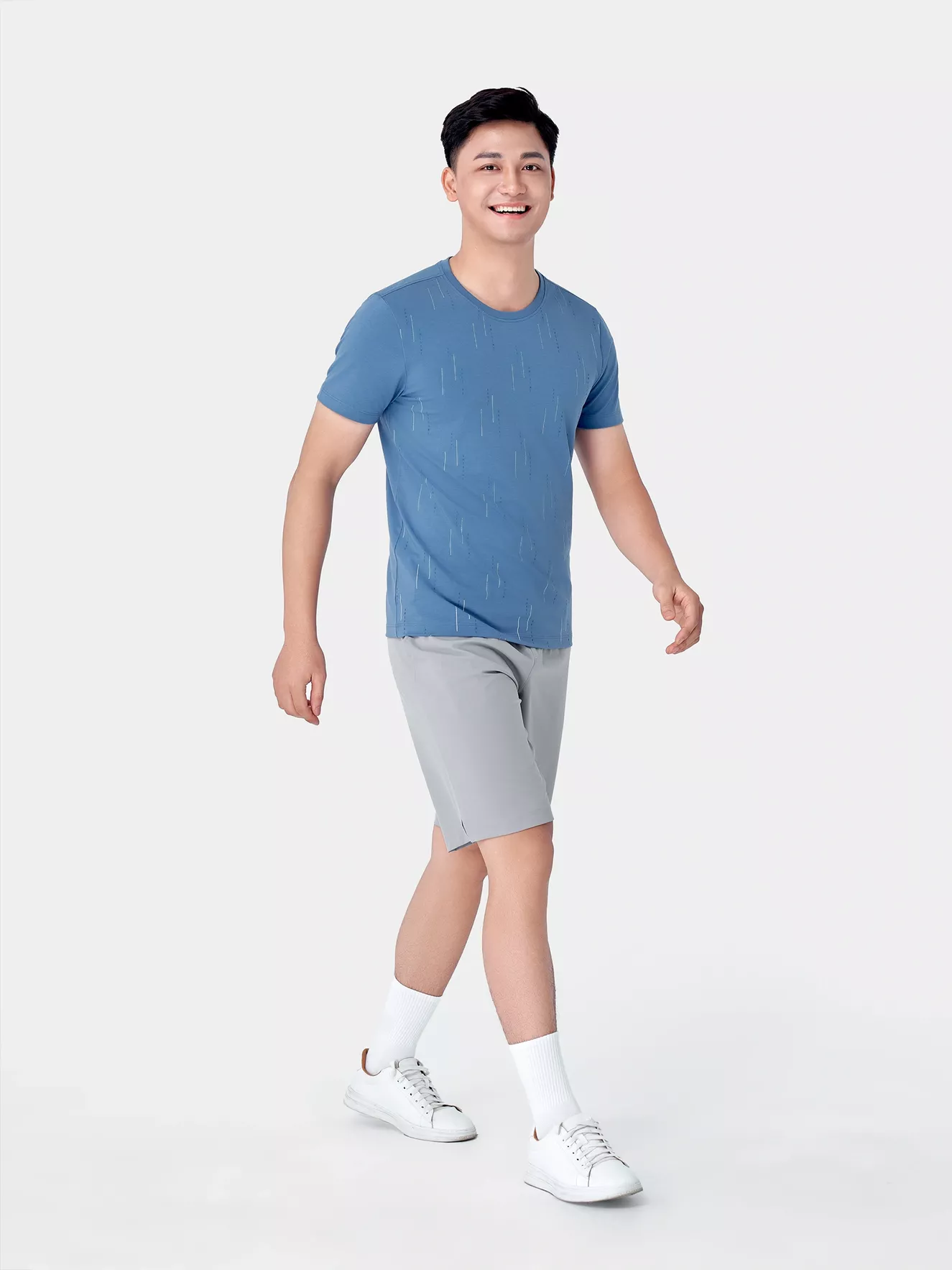 Áo Thun Nam Ngắn Tay 5S Fashion In Họa Tiết Slimfit ATS24158