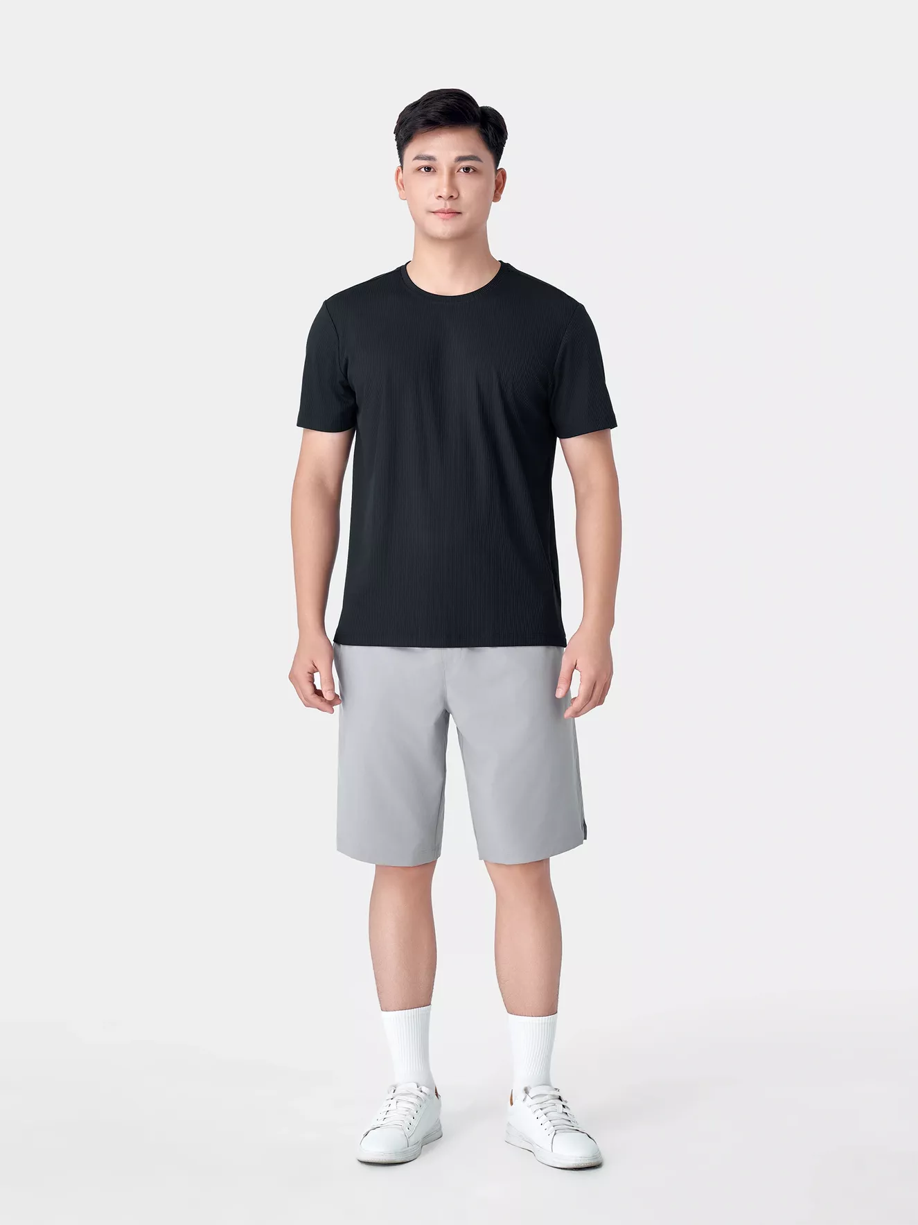 Áo Thun Nam Trơn 5S Fashion Dệt Gân Tăm Casual ATS24046