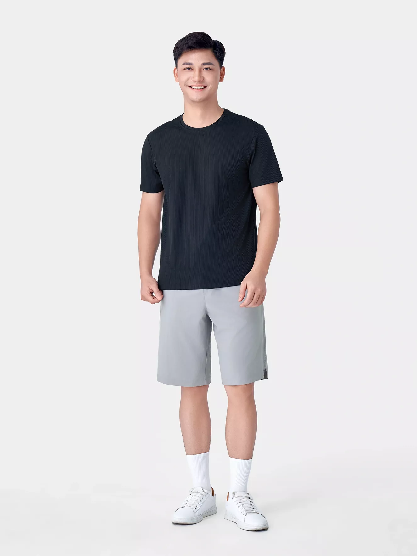 Áo Thun Nam Trơn 5S Fashion Dệt Gân Tăm Casual ATS24046