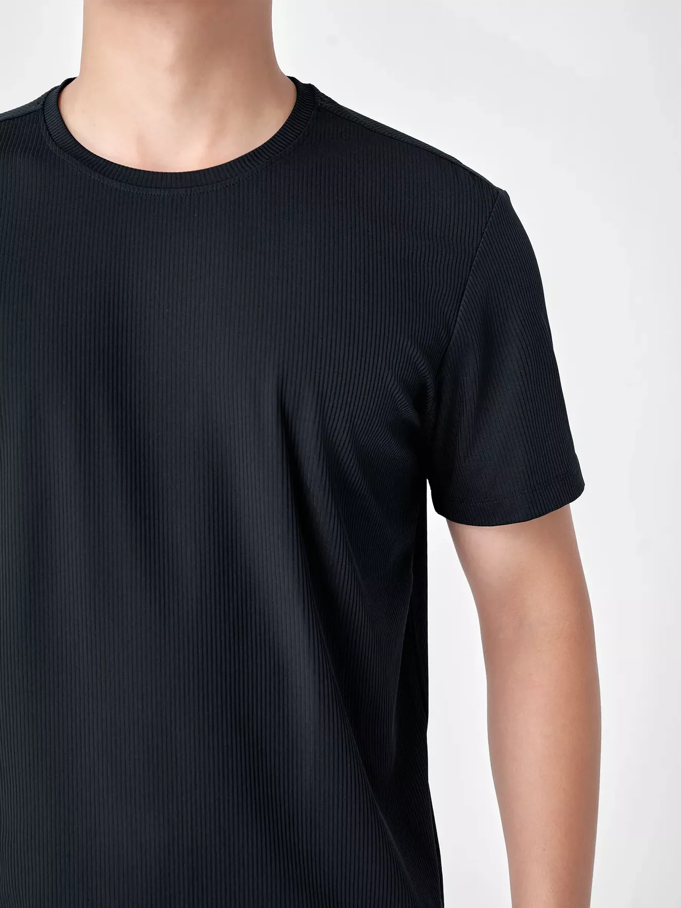 Áo Thun Nam Trơn 5S Fashion Dệt Gân Tăm Casual ATS24046