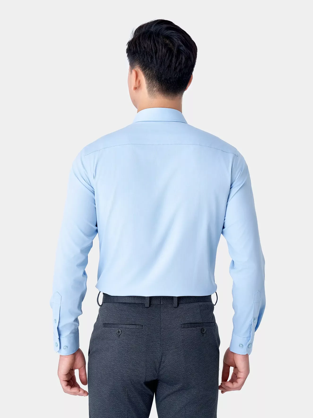 Áo Sơ Mi Nam Dài Tay 5S Fashion Màu Xanh Slimfit ASM24082