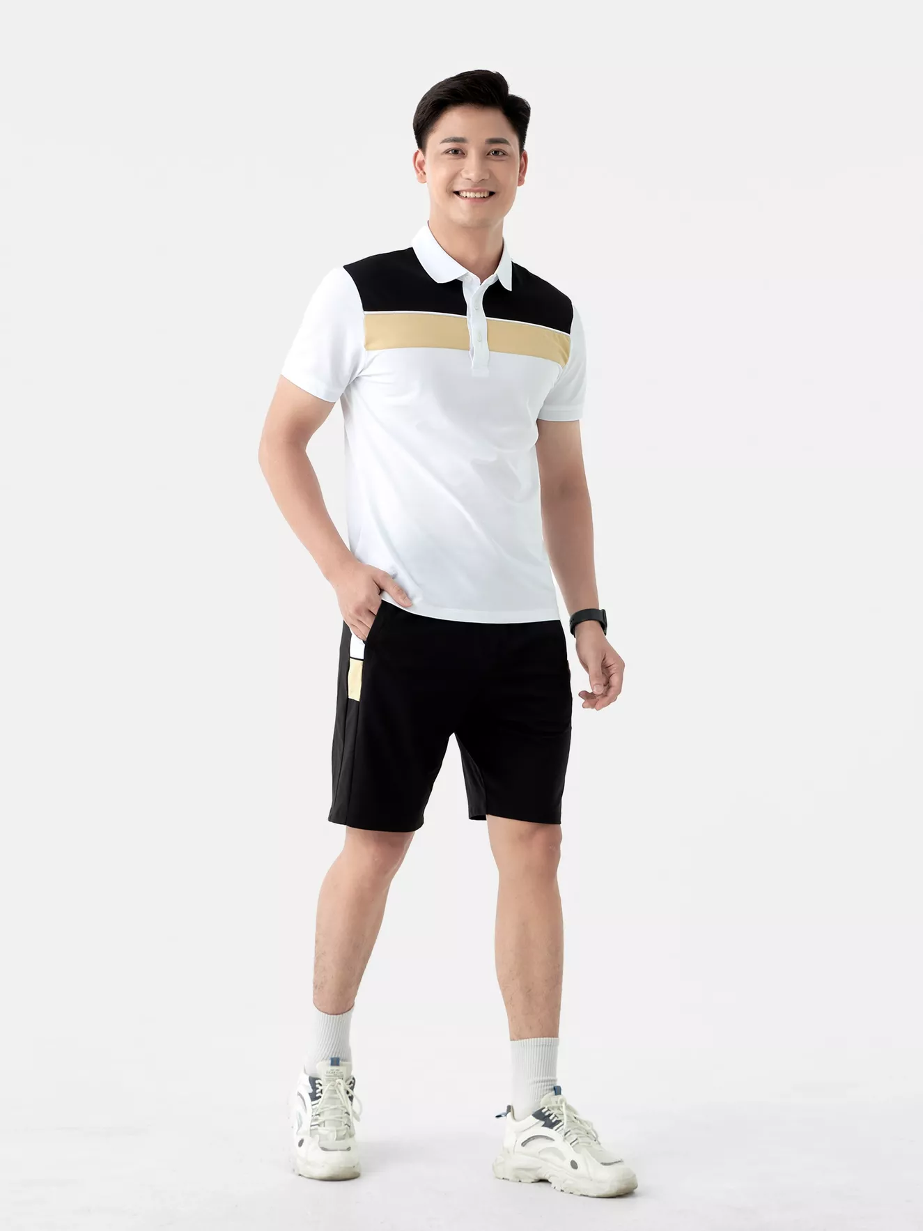 Quần Áo Nam 5S Fashion Kẻ Ngang Ngực Slimfit BAPC24004-BQST24004