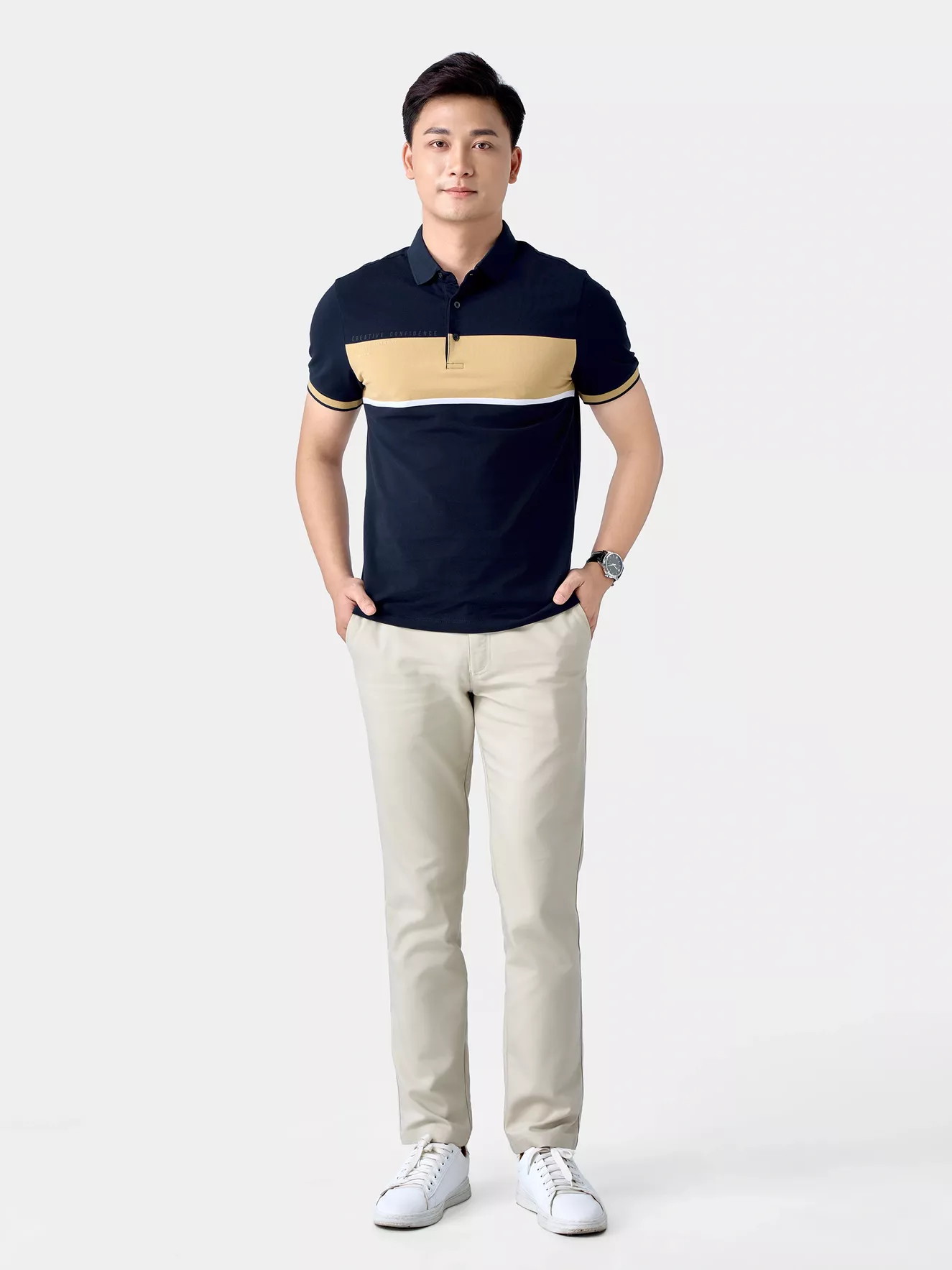 Áo Polo Nam 5S Fashion Can Phối Phom Slimfit APC24058