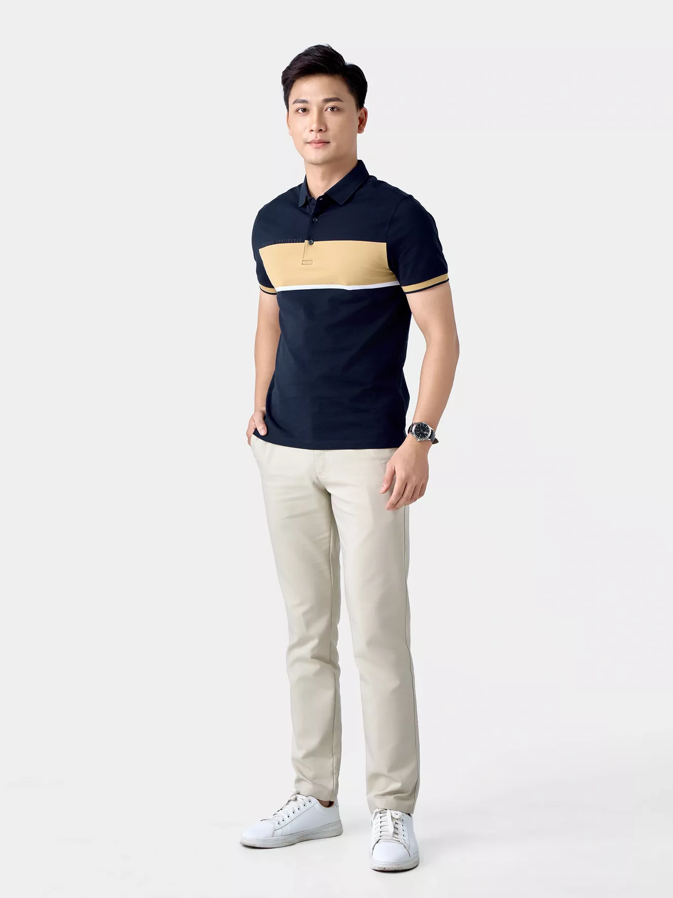 Áo Polo Nam 5S Fashion Can Phối Phom Slimfit APC24058