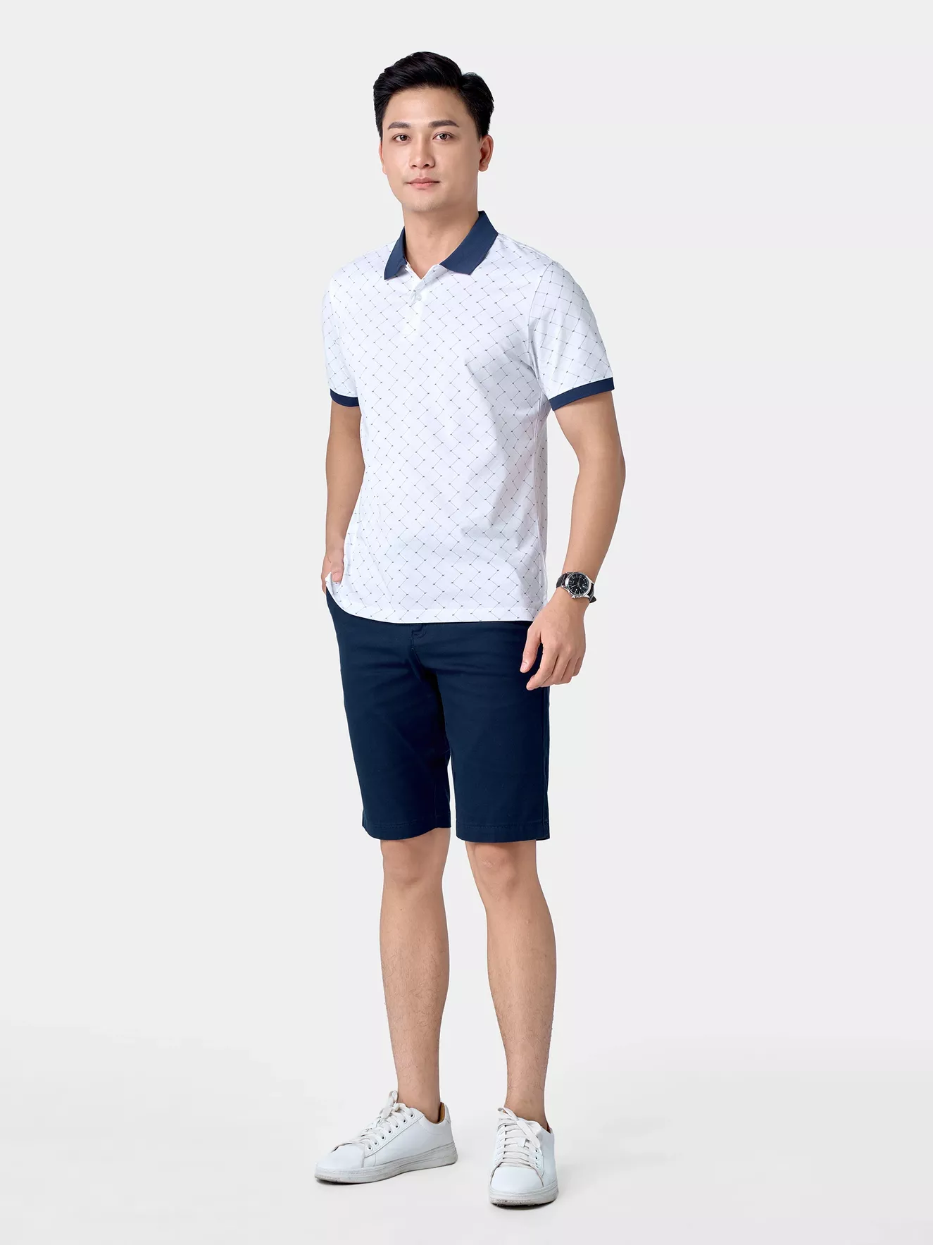 Áo Polo Nam 5S Fashion Họa Tiết Monogram Casual APC24047