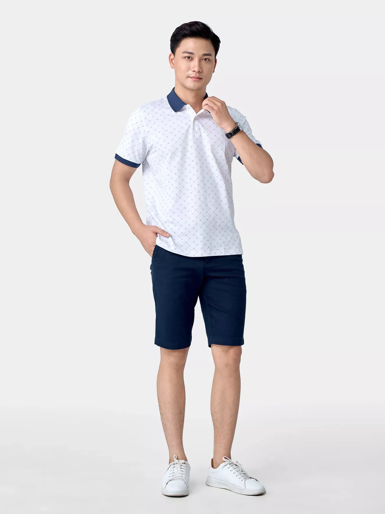 Áo Polo Nam 5S Fashion Họa Tiết Monogram Casual APC24047