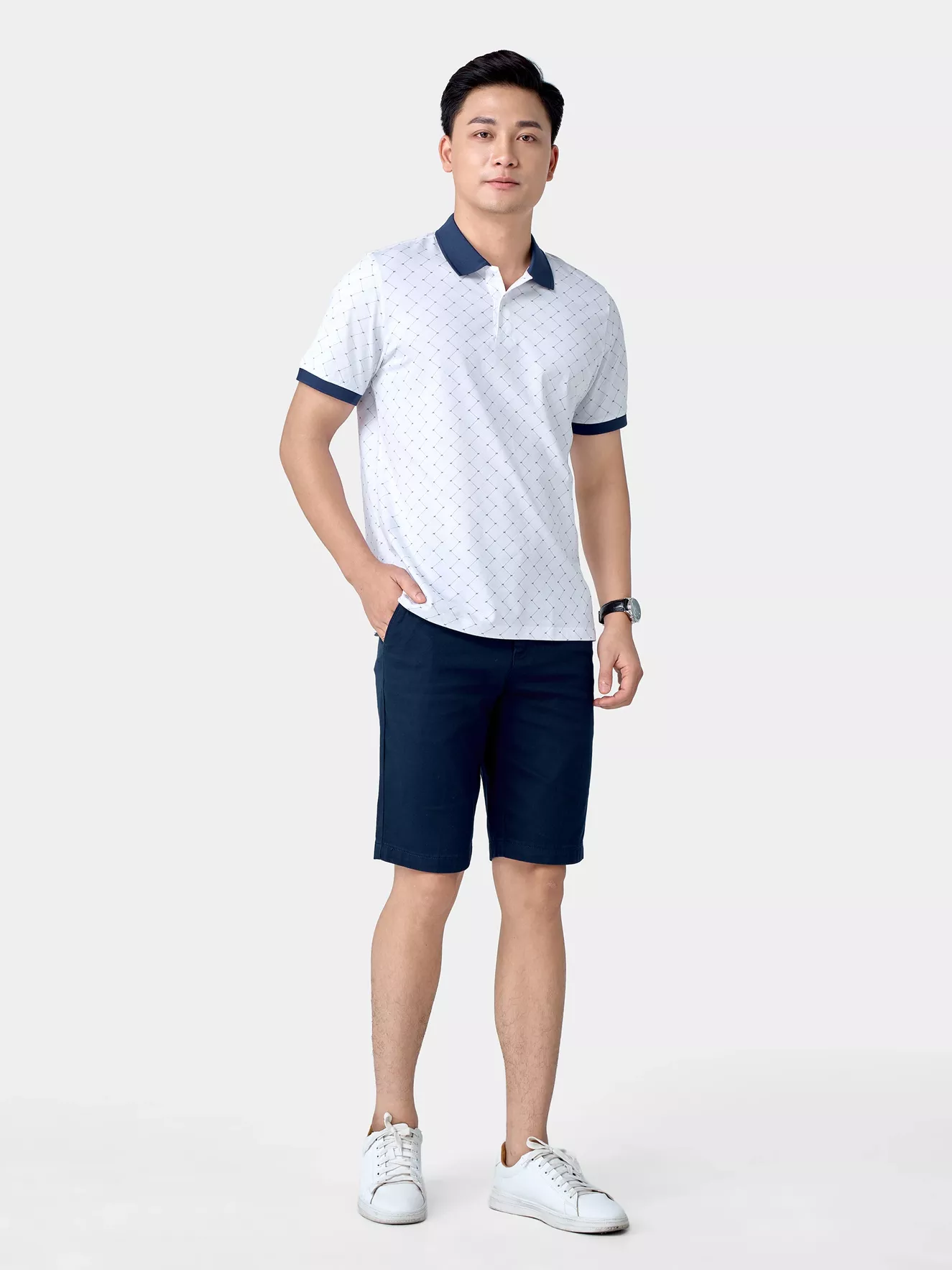 Áo Polo Nam 5S Fashion Họa Tiết Monogram Casual APC24047
