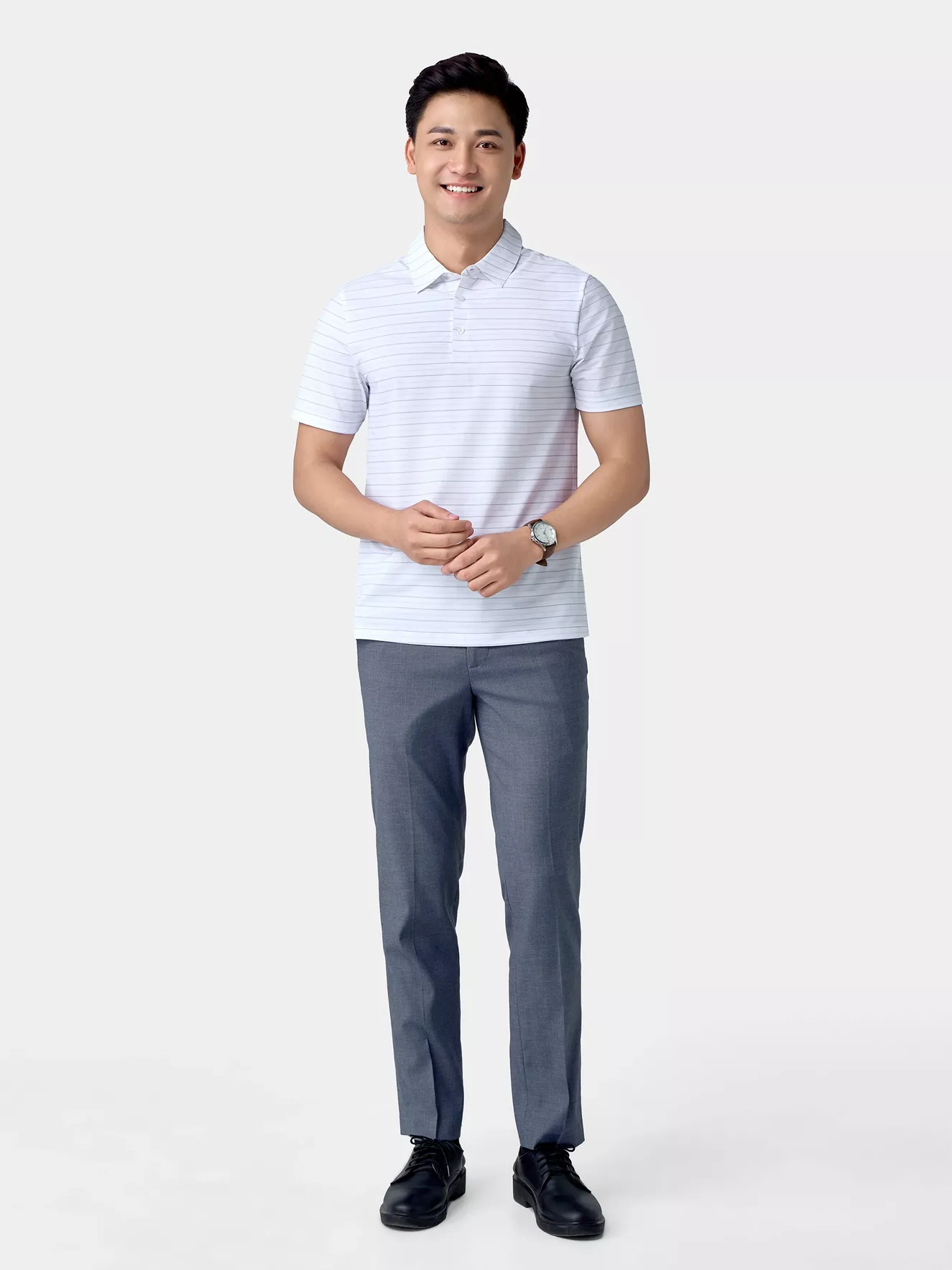 Áo Polo Nam 5S Fashion Dệt Kẻ Phom Regular APC24056